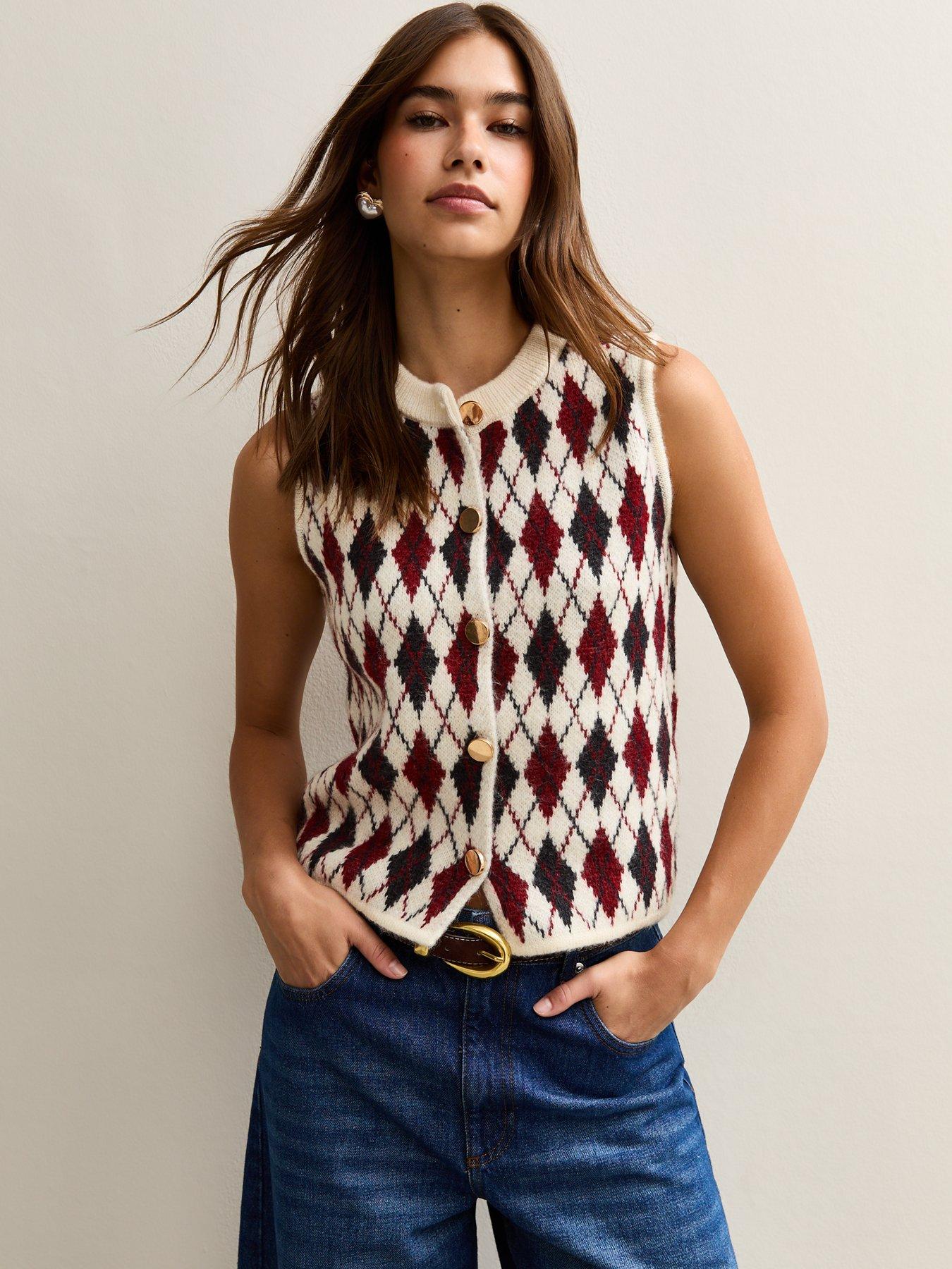 undefined Argyle Patterned Waistcoat - Cream