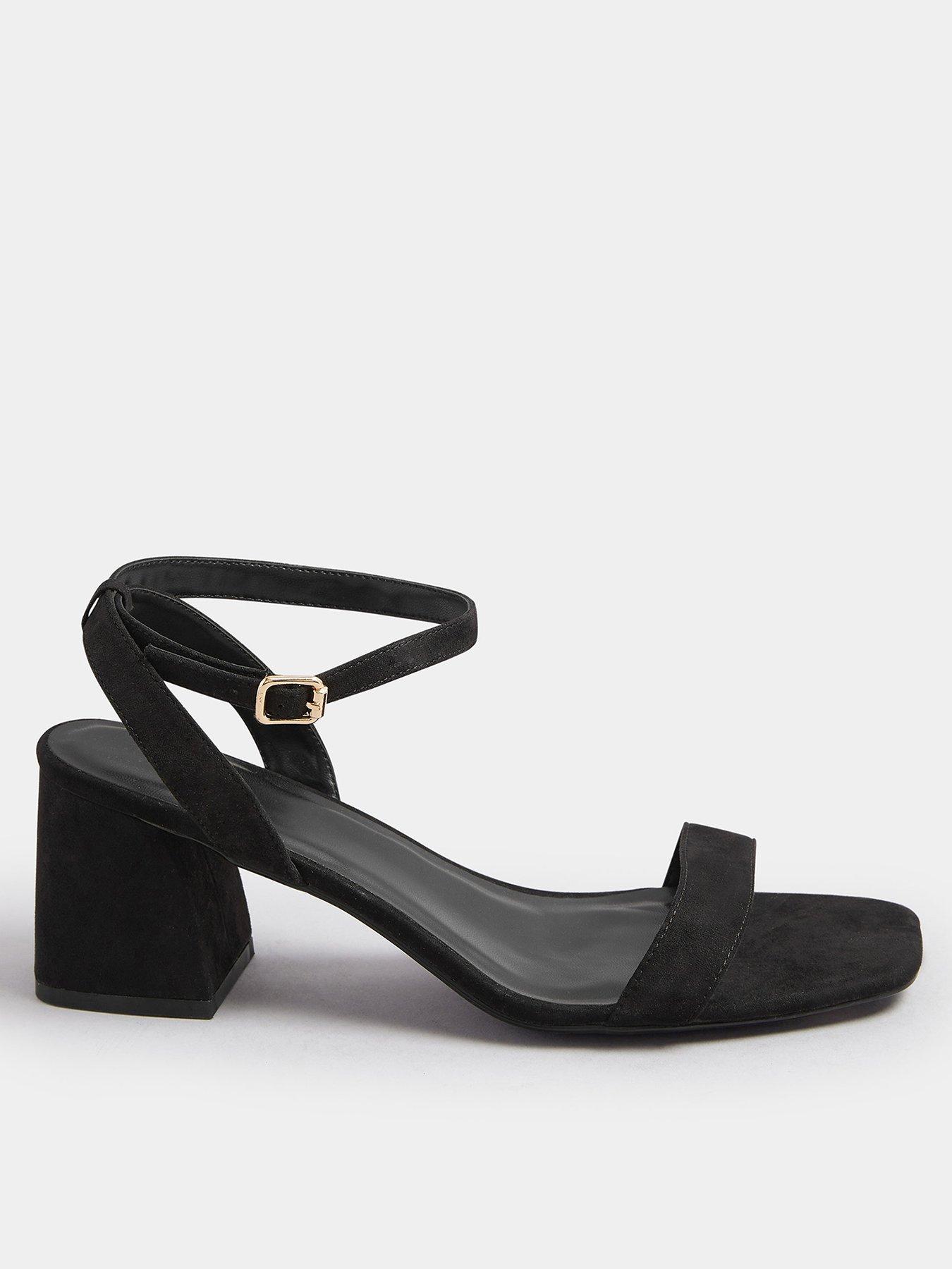 undefined Extra Wide Fit Two Part Block Heel Sandal - Black