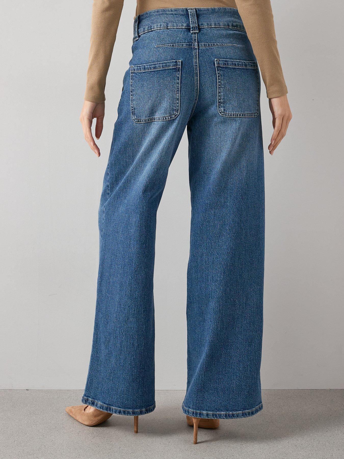 stillFront image of the-very-collection-double-button-ticket-pocket-jeans-mid-wash