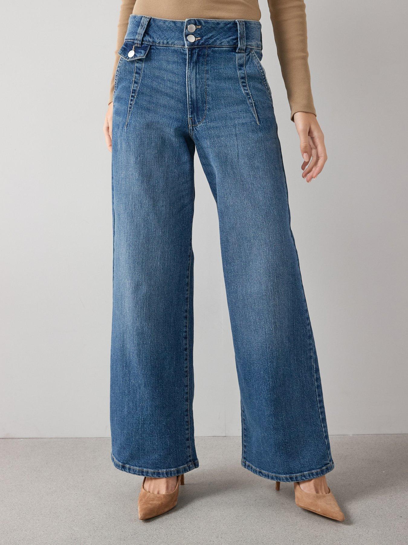  image of the-very-collection-double-button-ticket-pocket-jeans-mid-wash