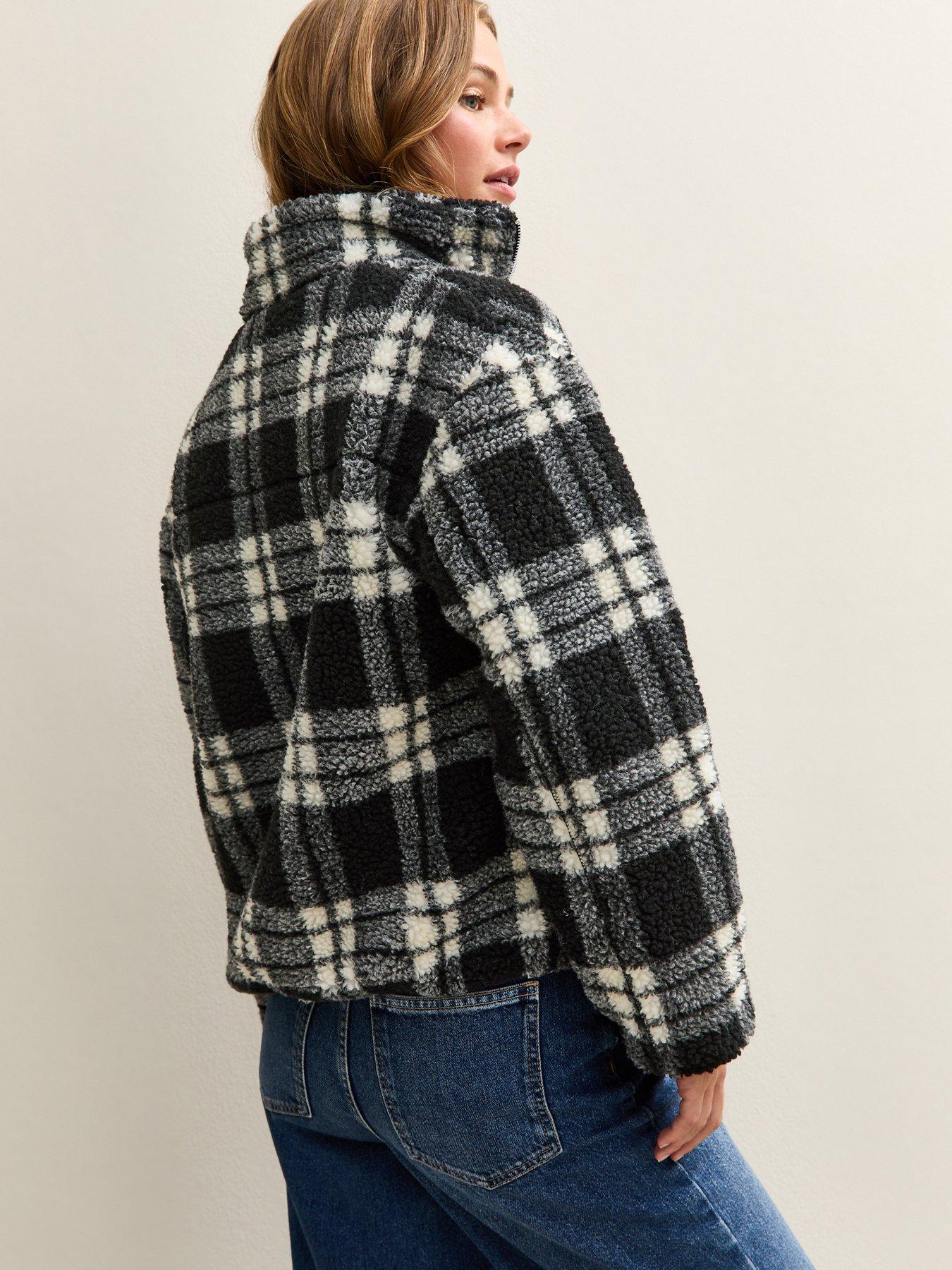 New Look Checked Borg Jacket Mono Littlewoods