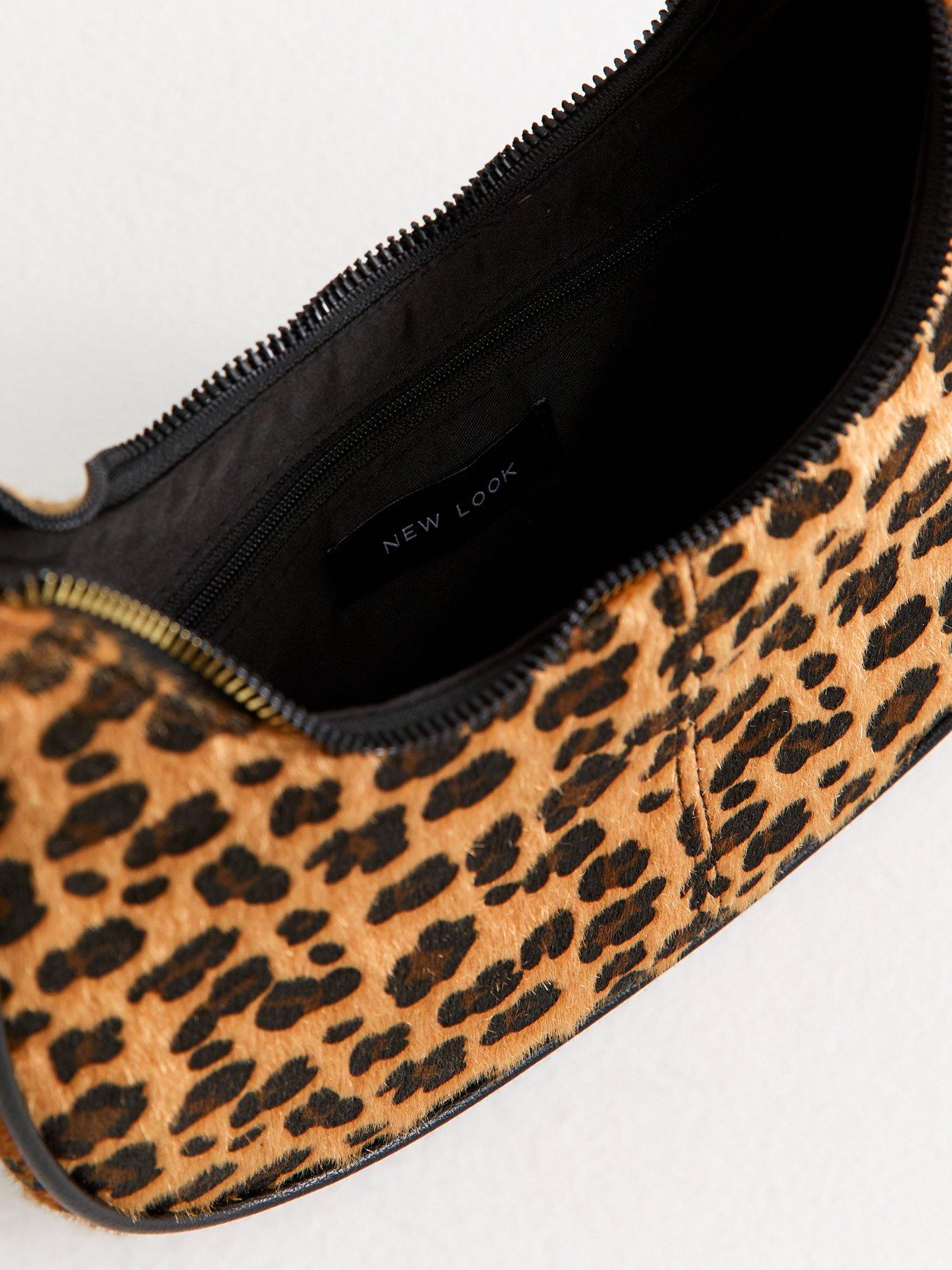 Image 5 of 5 of New Look Leopard Print Textured Shoulder Bag - Brown