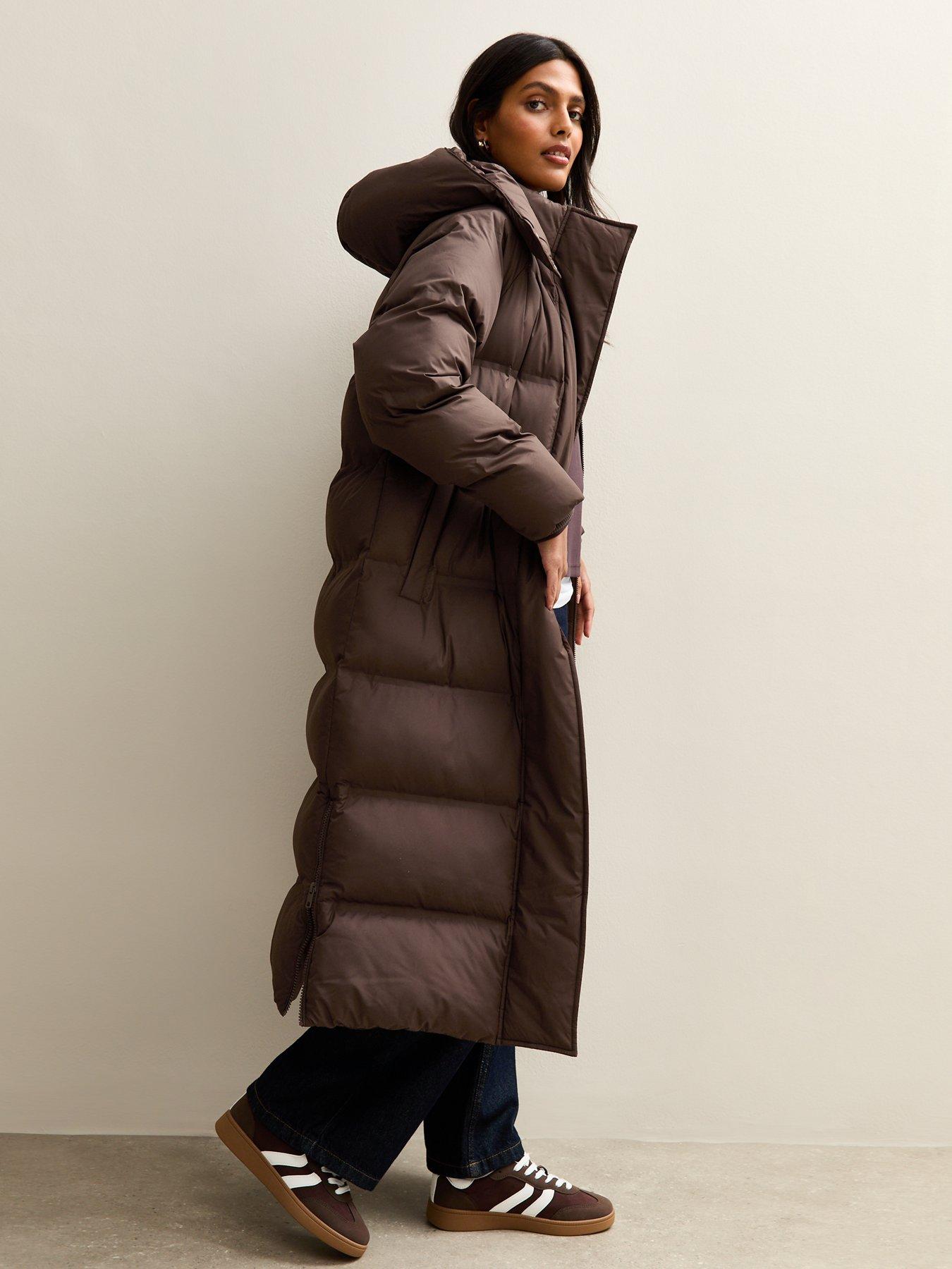 Image 5 of 6 of New Look Brown Longline Padded Puffer Coat