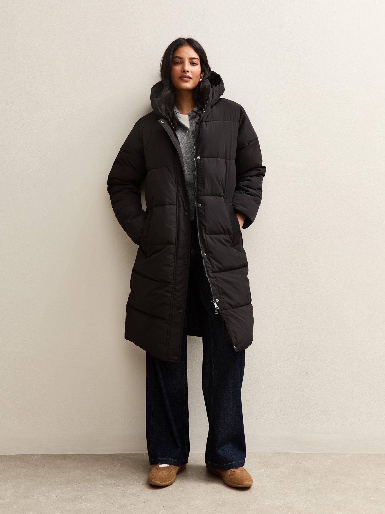 New Look Tiered Longline Padded Jacket - Black