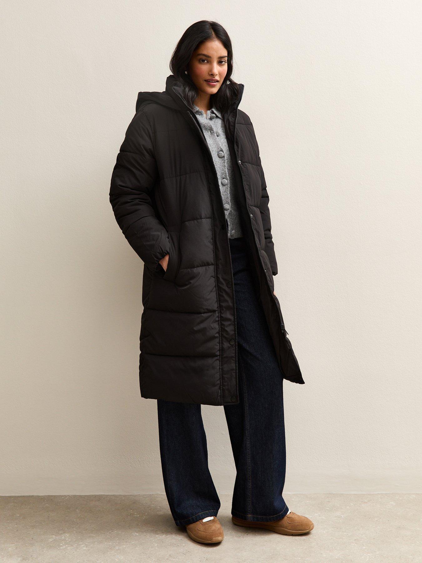  image of new-look-tiered-longline-padded-jacket-black