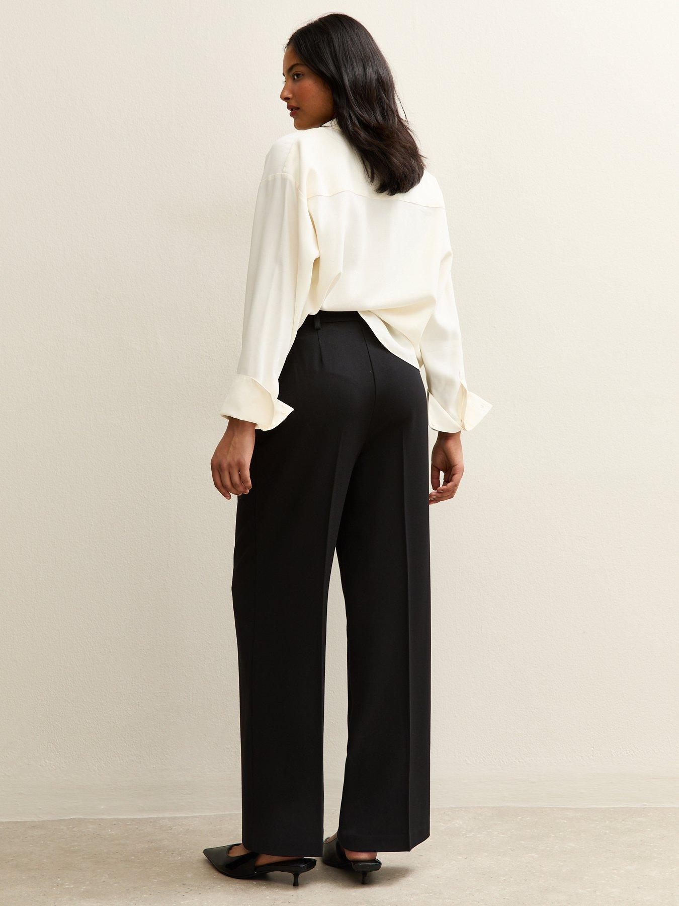  image of new-look-pleated-front-wide-leg-trousers-black