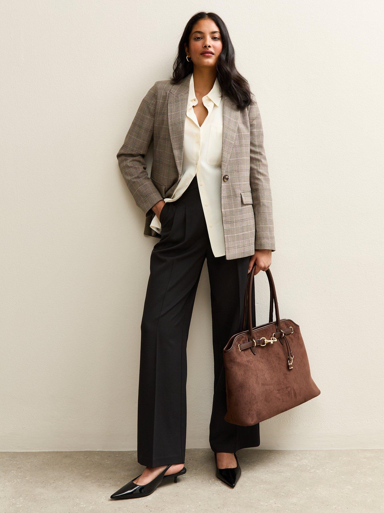  image of new-look-pleated-front-wide-leg-trousers-black