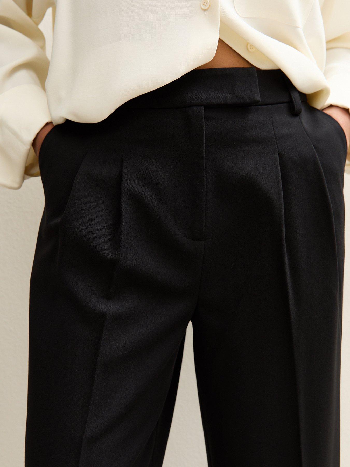  image of new-look-pleated-front-wide-leg-trousers-black