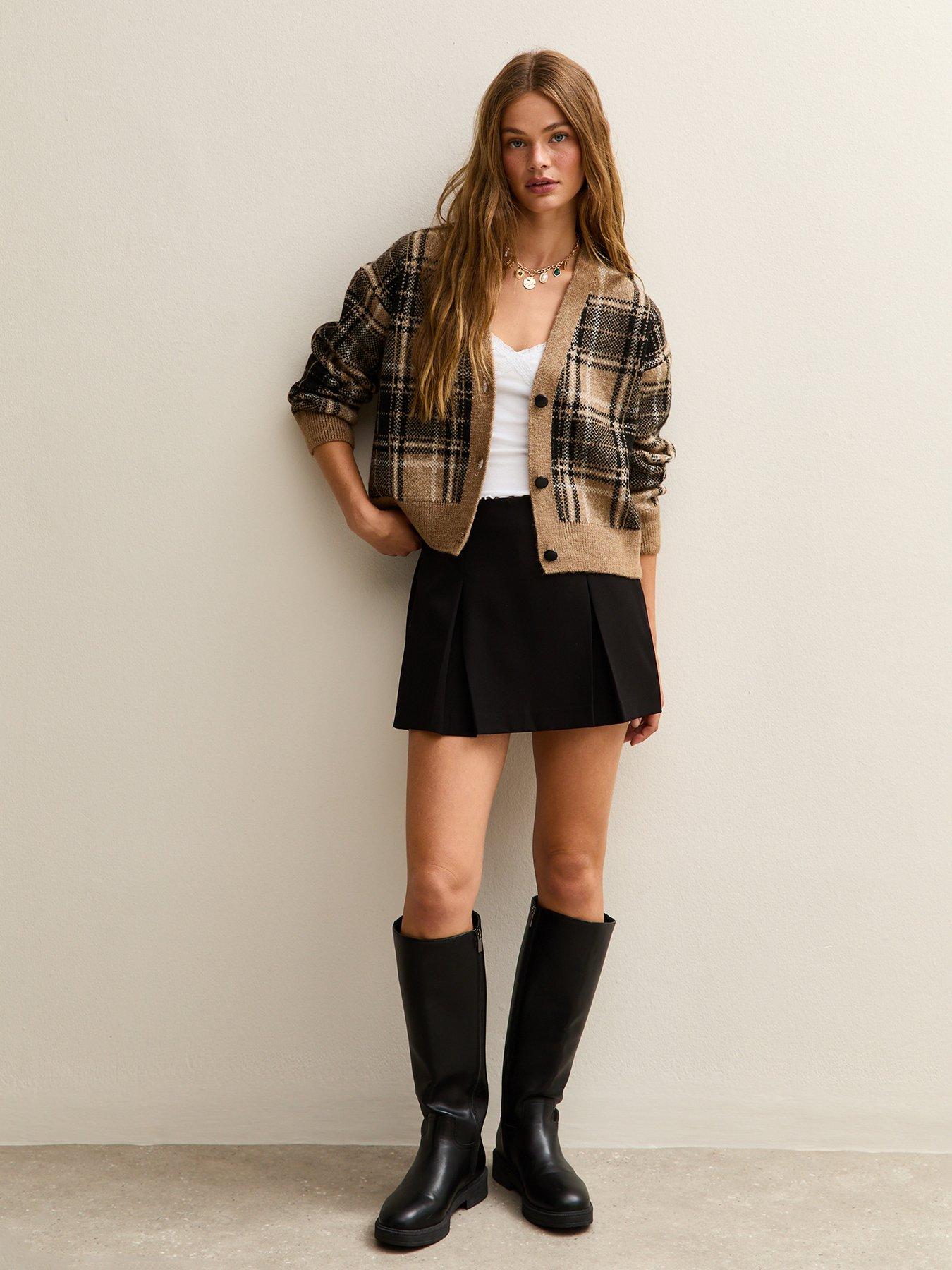  image of new-look-checked-cardigan-brown