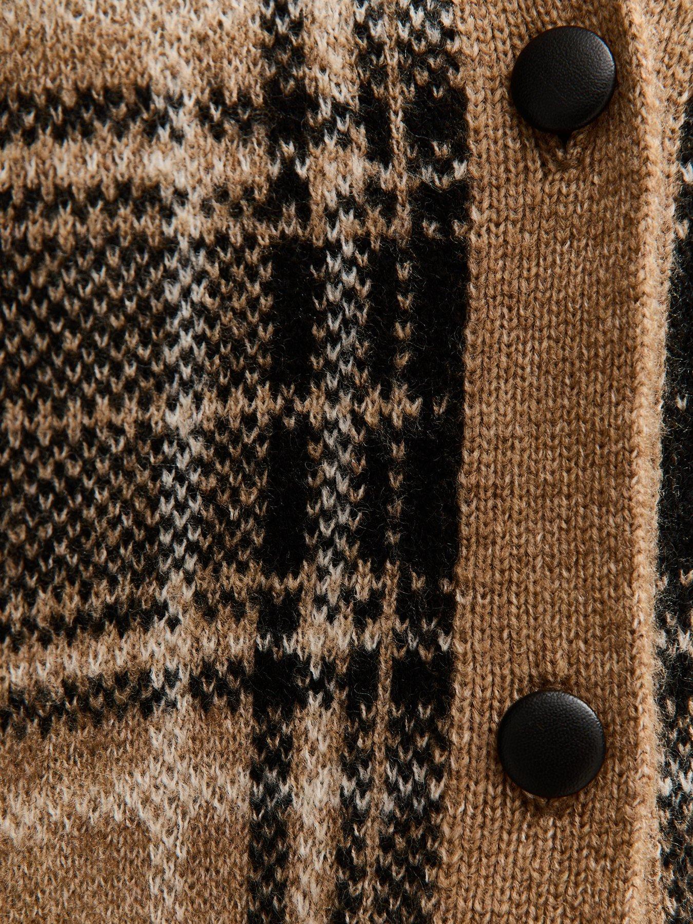  image of new-look-checked-cardigan-brown