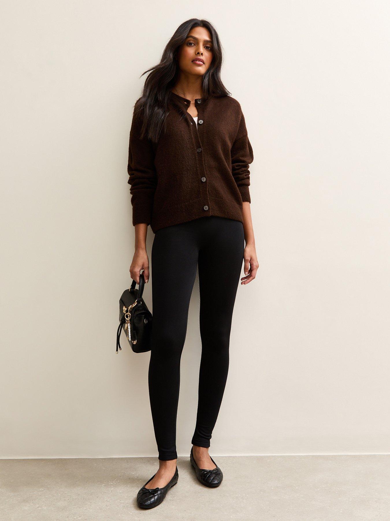 Image 1 of 5 of New Look Black Fleece Lined Leggings