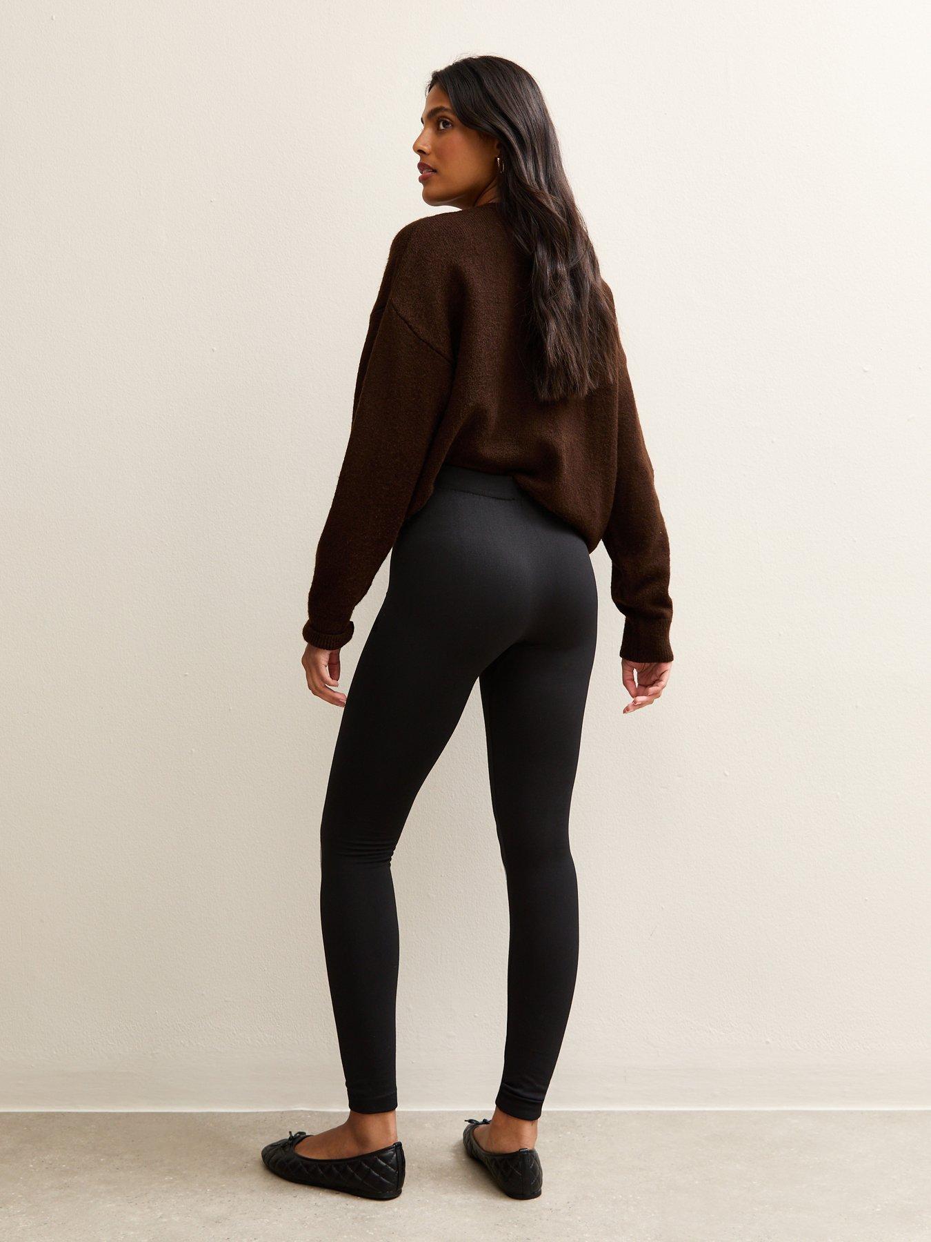 Image 2 of 5 of New Look Black Fleece Lined Leggings
