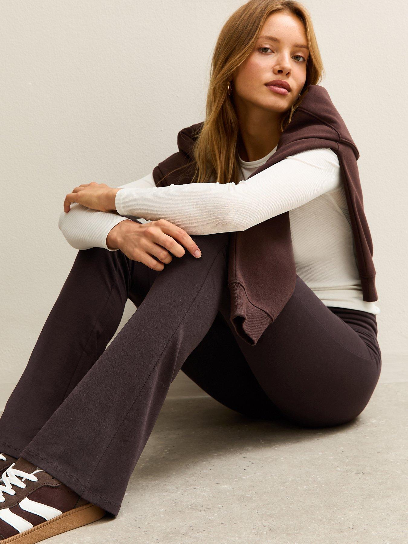 New Look Brown Foldover Waist Kickflare Leggings