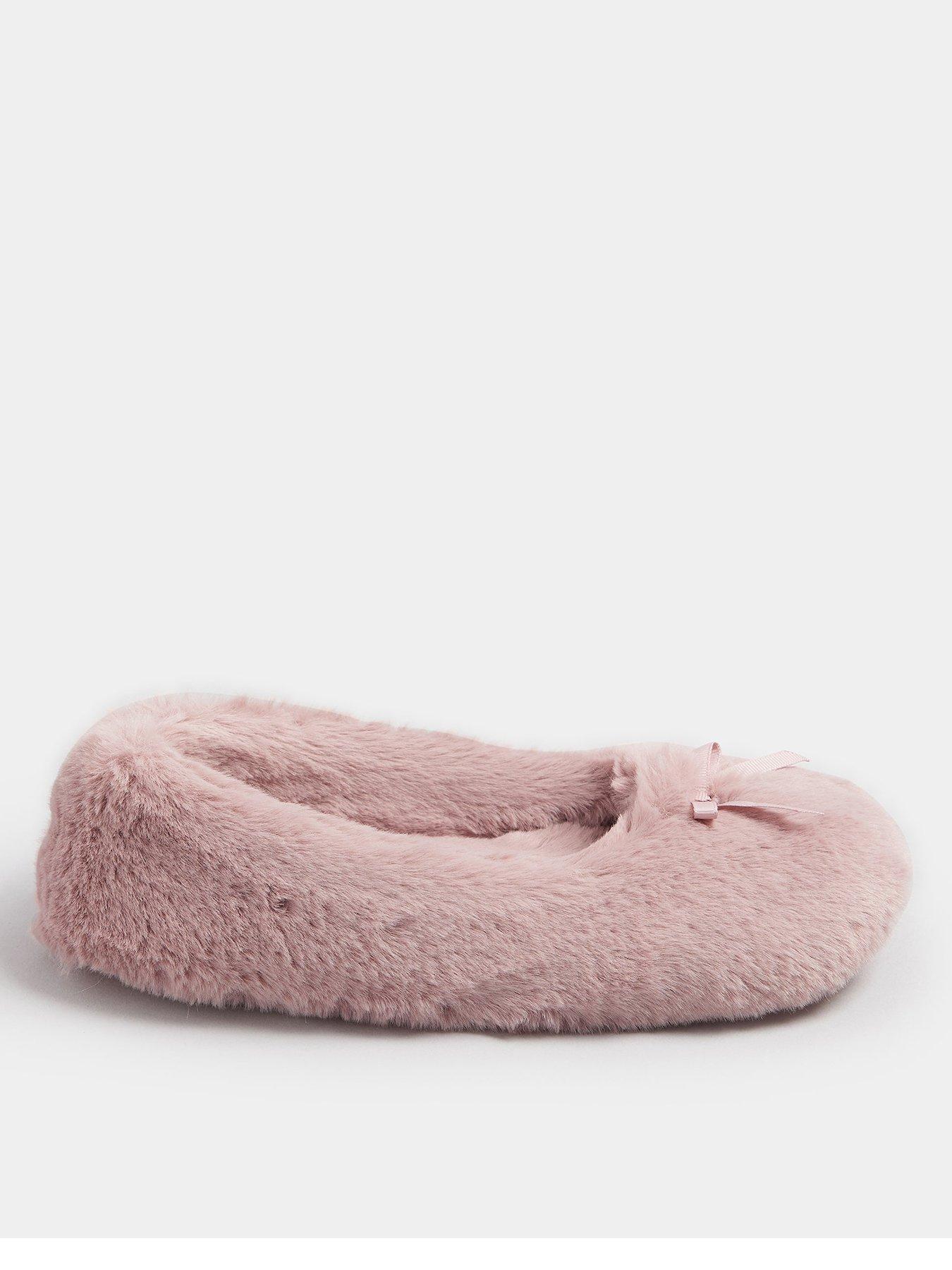 undefined Curve Bow Plush Ballet Slipper - Pink