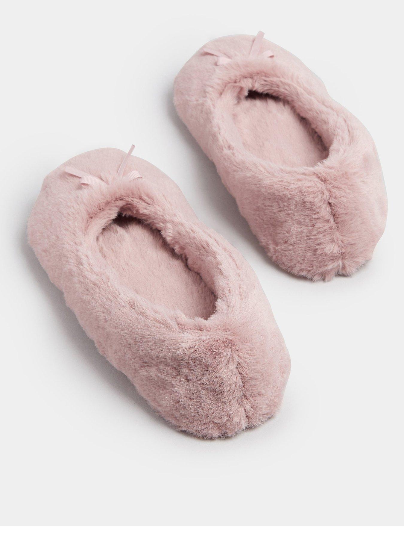 Image 3 of 4 of Yours Curve Bow Plush Ballet Slipper - Pink