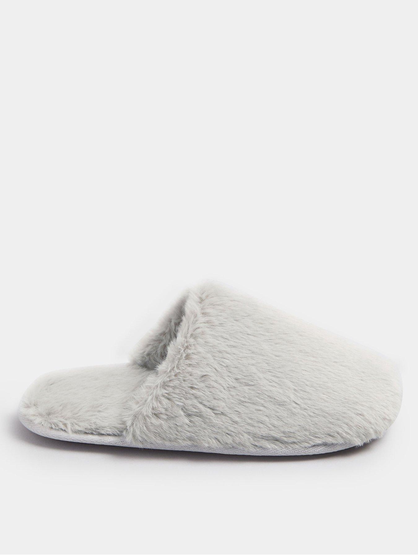 undefined Curve Plush Faux Fur Mule Slipper - Grey