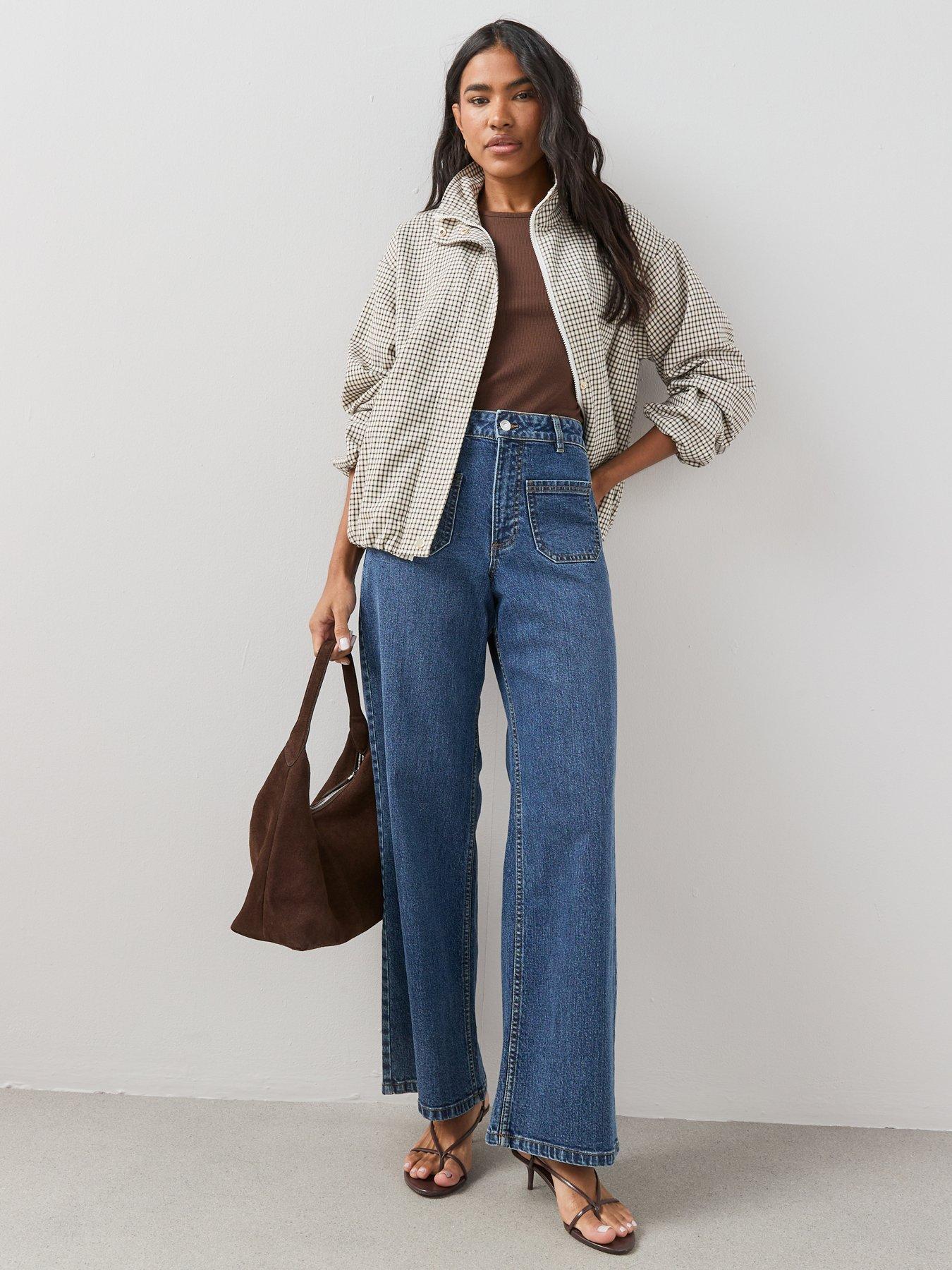 The Very Collection Patch Pocket Wide Leg Jeans - Dark Wash