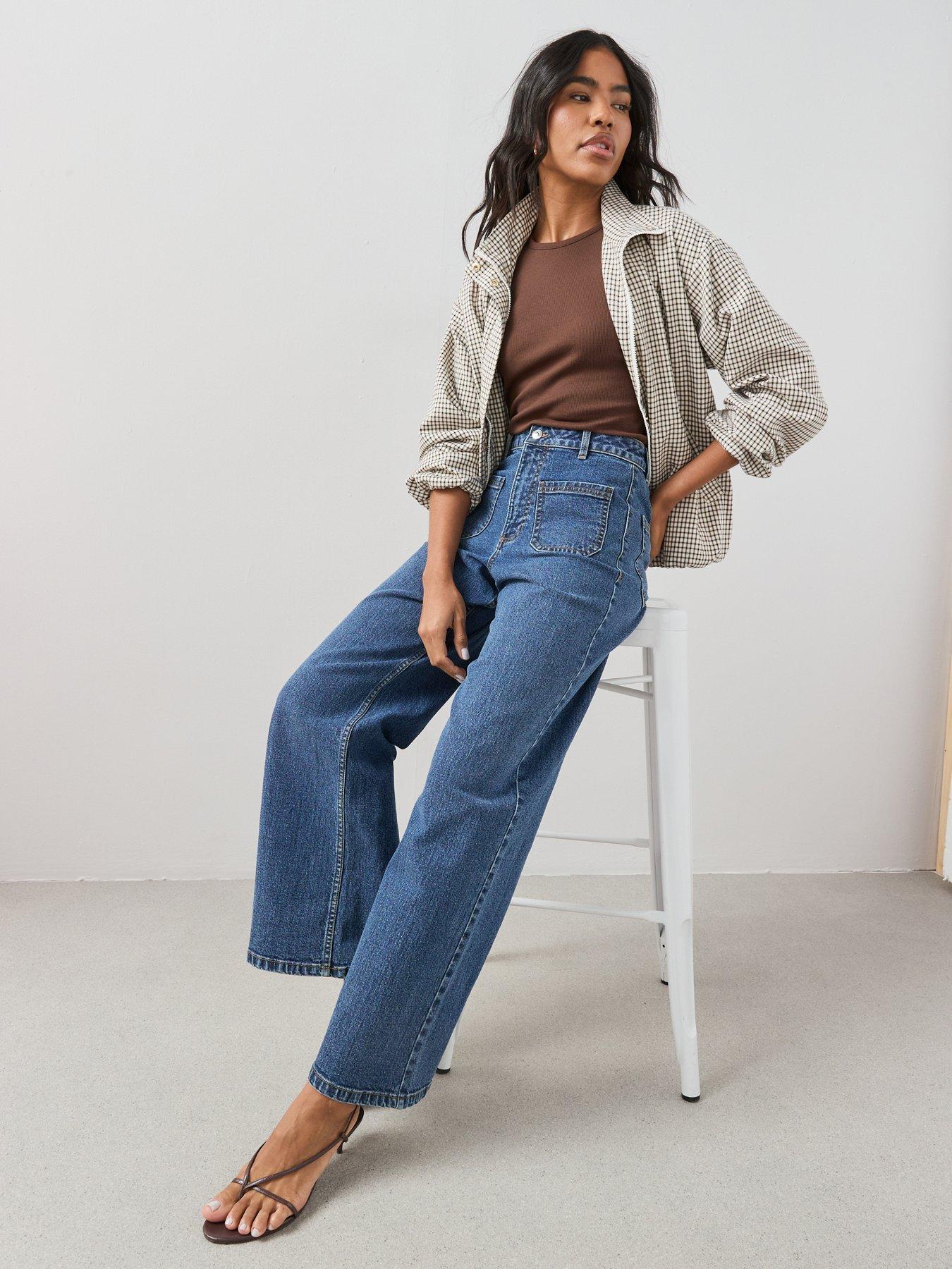 The Very Collection Patch Pocket Wide Leg Jeans - Dark Wash