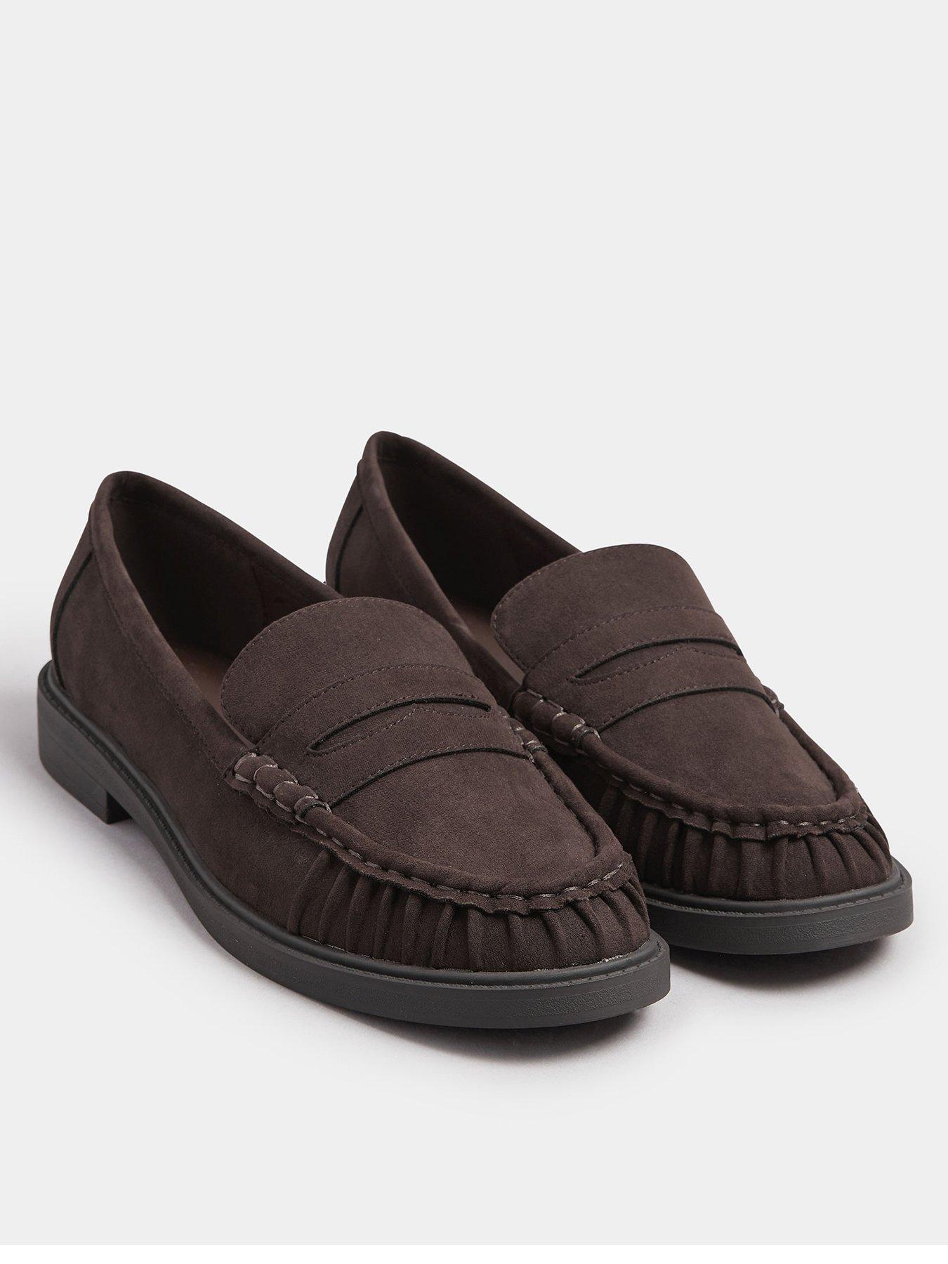 Image 2 of 4 of Yours Extra Wide Fit Ruched Loafers - Brown