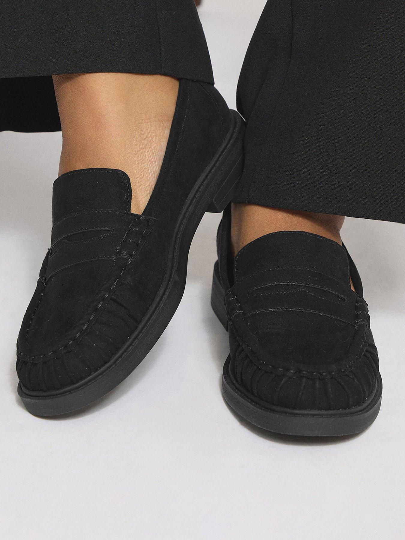Image 1 of 4 of Yours Extra Wide Fit Ruched Loafers - Black