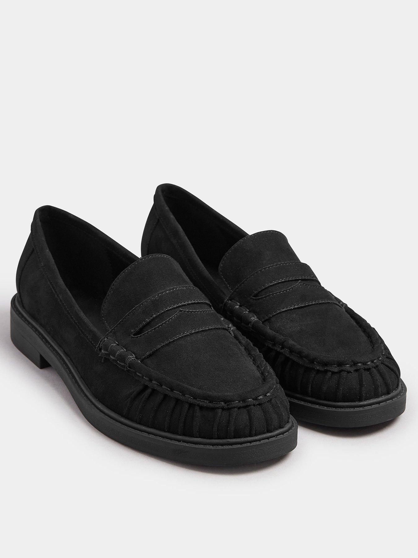 Image 2 of 4 of Yours Extra Wide Fit Ruched Loafers - Black