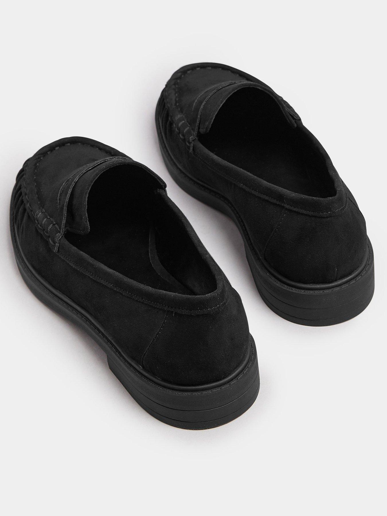 Image 3 of 4 of Yours Extra Wide Fit Ruched Loafers - Black