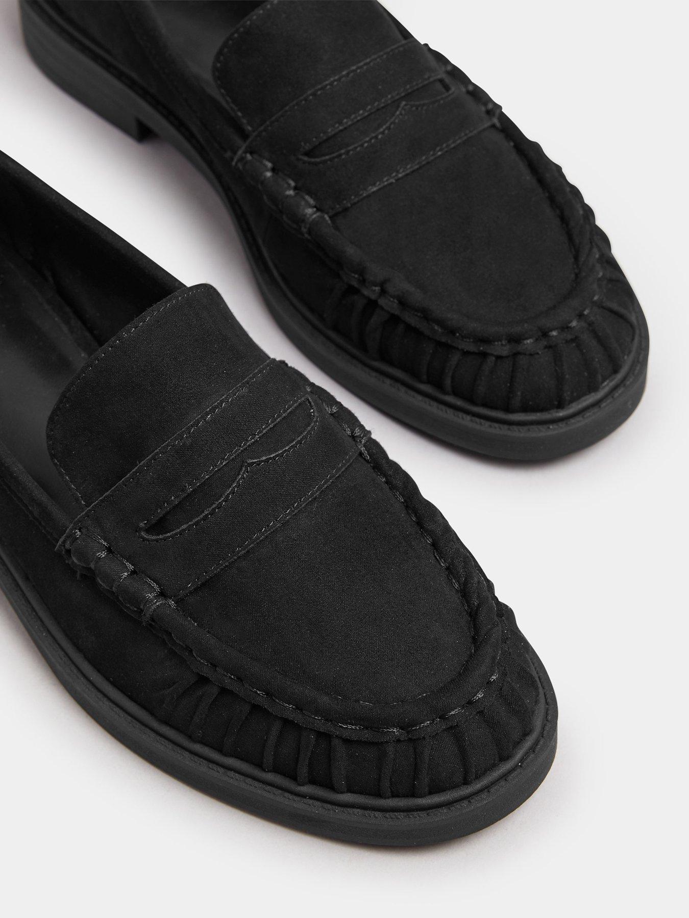 Image 4 of 4 of Yours Extra Wide Fit Ruched Loafers - Black