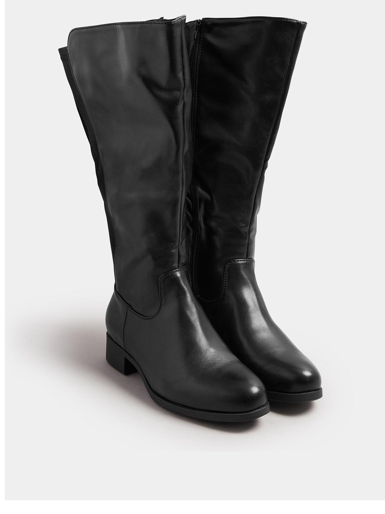 Image 2 of 4 of Yours Extra Wide Fit Stretch Knee High Pu Boot - Black