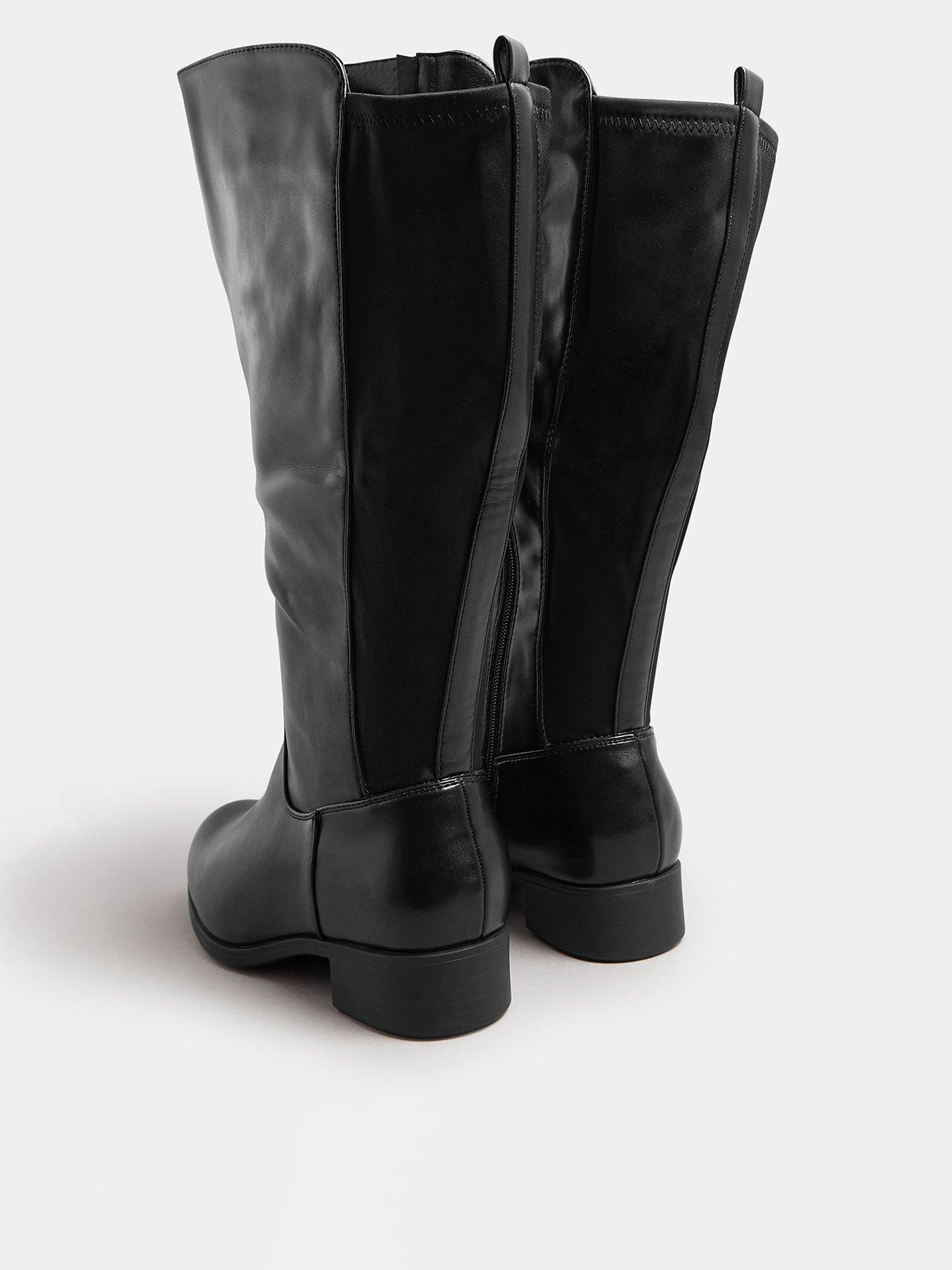 Image 3 of 4 of Yours Extra Wide Fit Stretch Knee High Pu Boot - Black