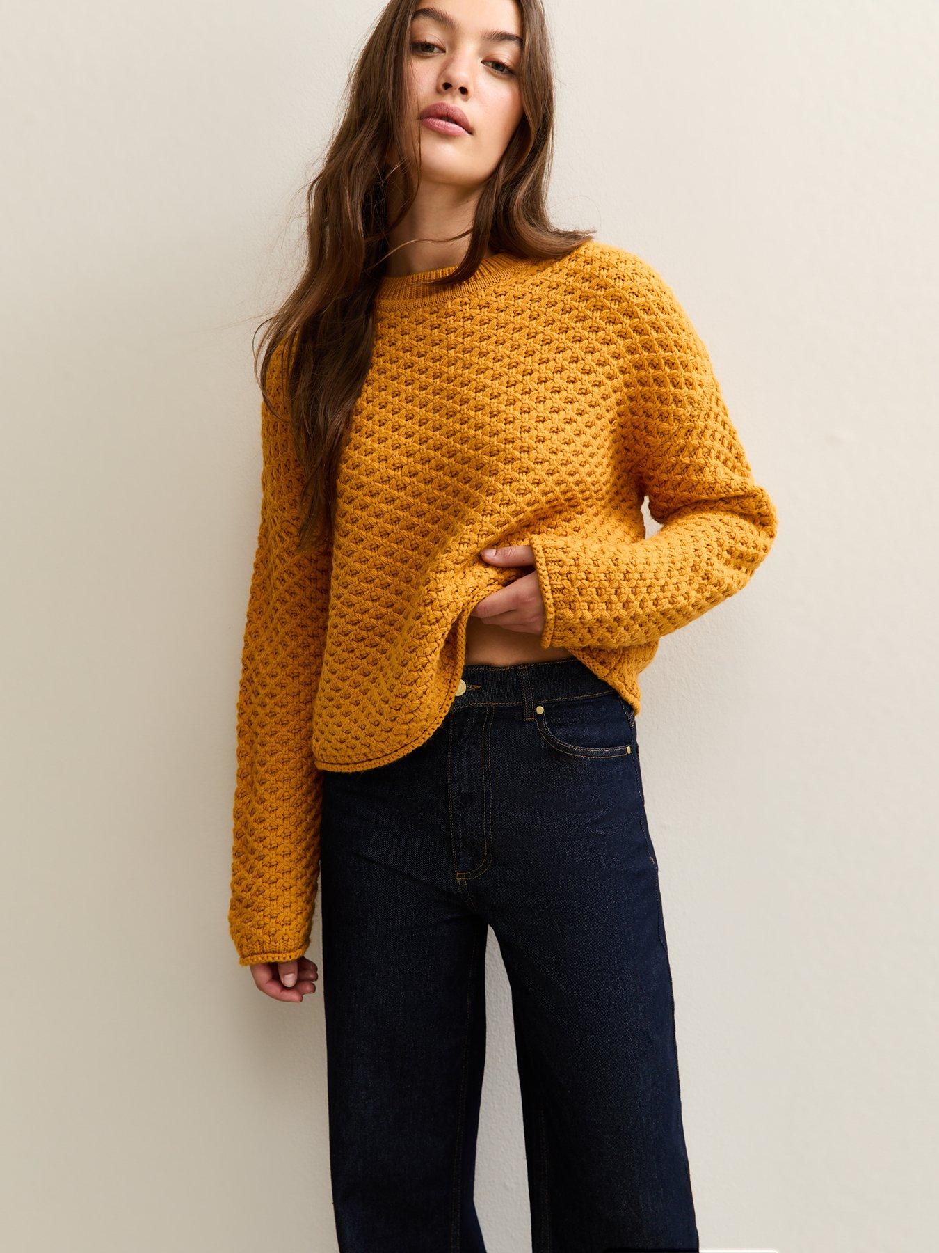 Image 1 of 6 of New Look Dark Yellow Stitch Knit Jumper