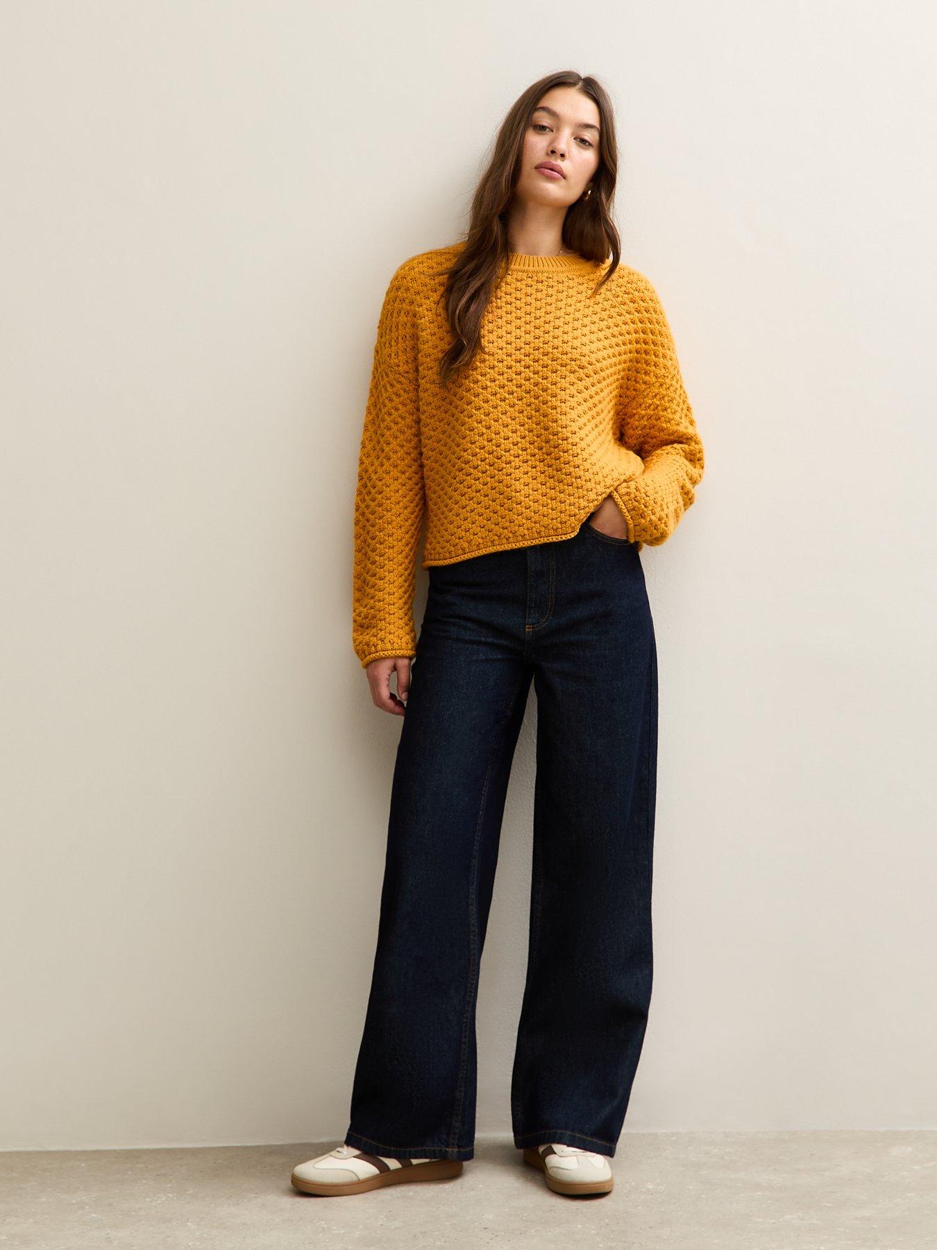 Image 6 of 6 of New Look Dark Yellow Stitch Knit Jumper