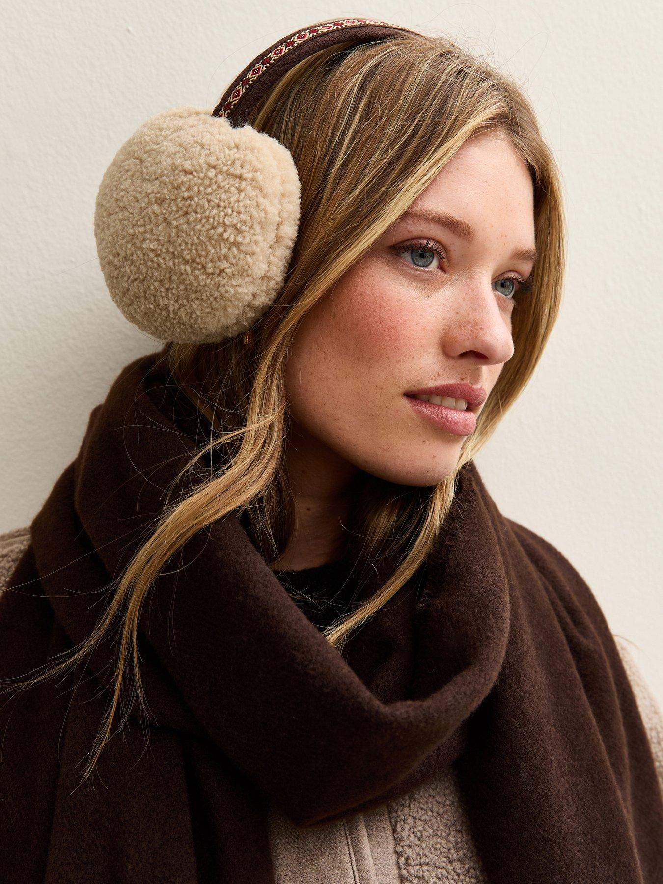 stillFront image of new-look-brown-embroidered-trim-borg-earmuff