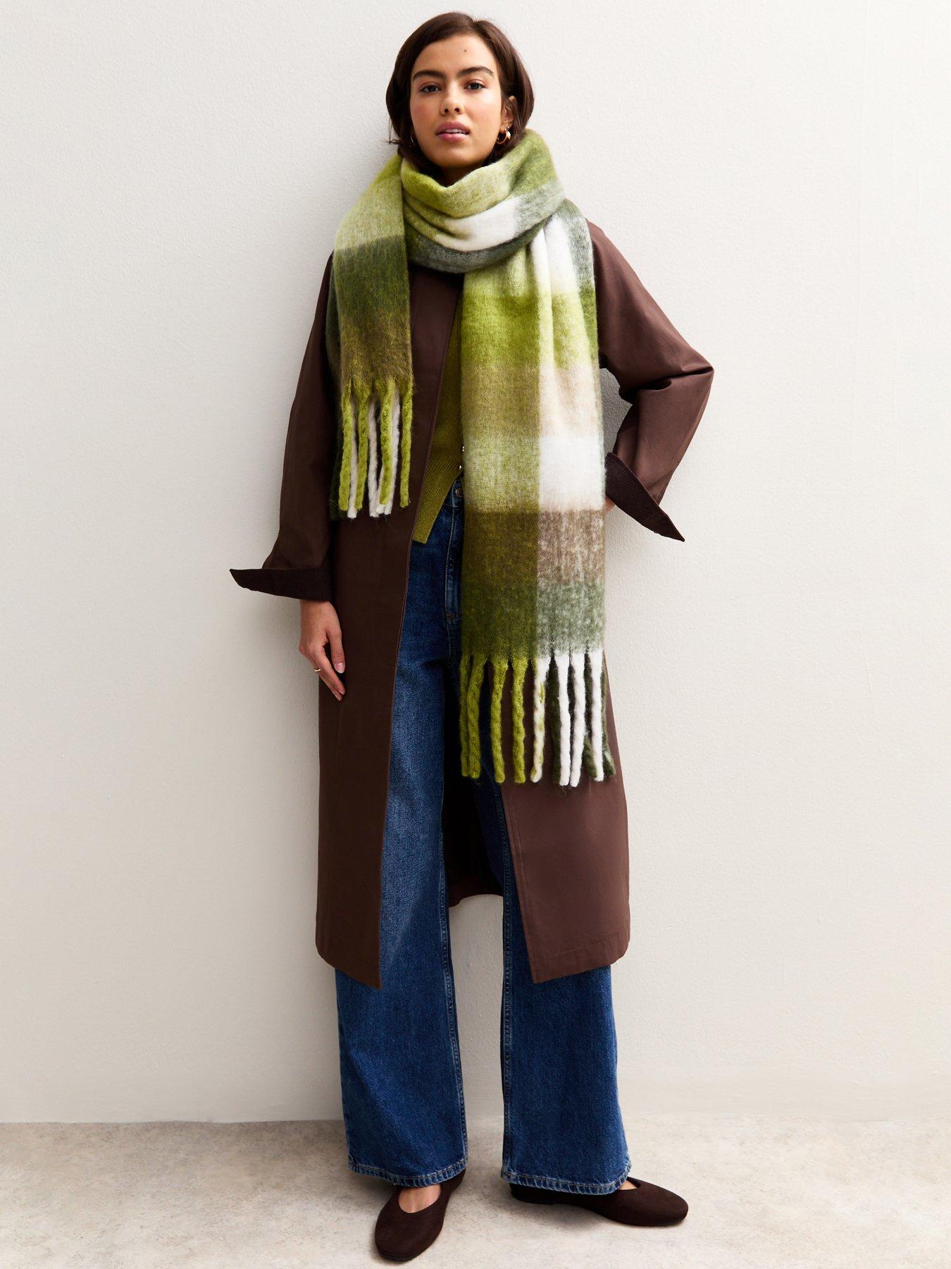 New Look Green Heavyweight Checked Scarf