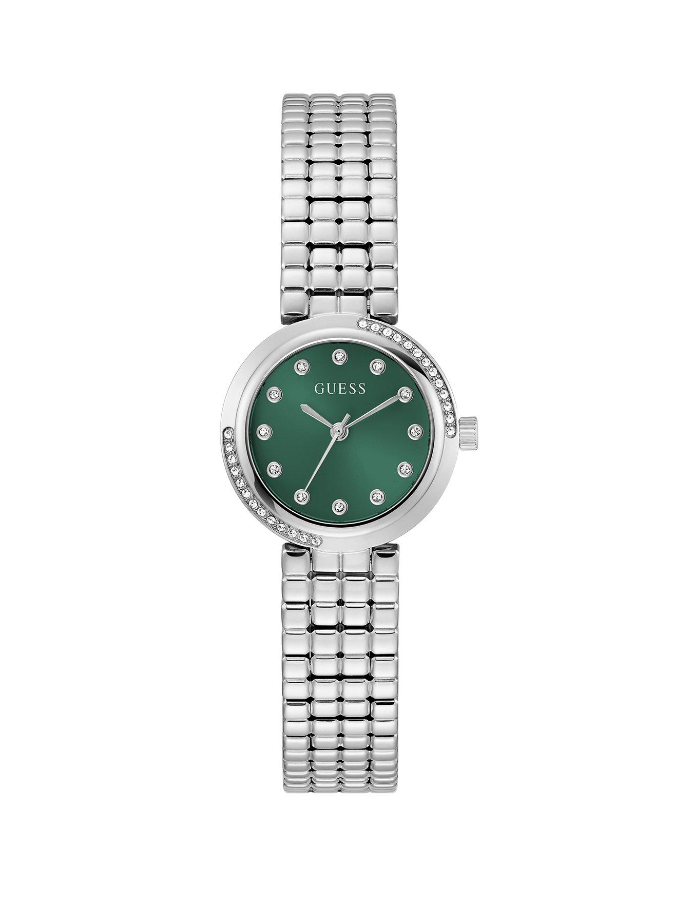 undefined stainless steel Ladies watch with green crystal detail dial and stainless steel bracelet