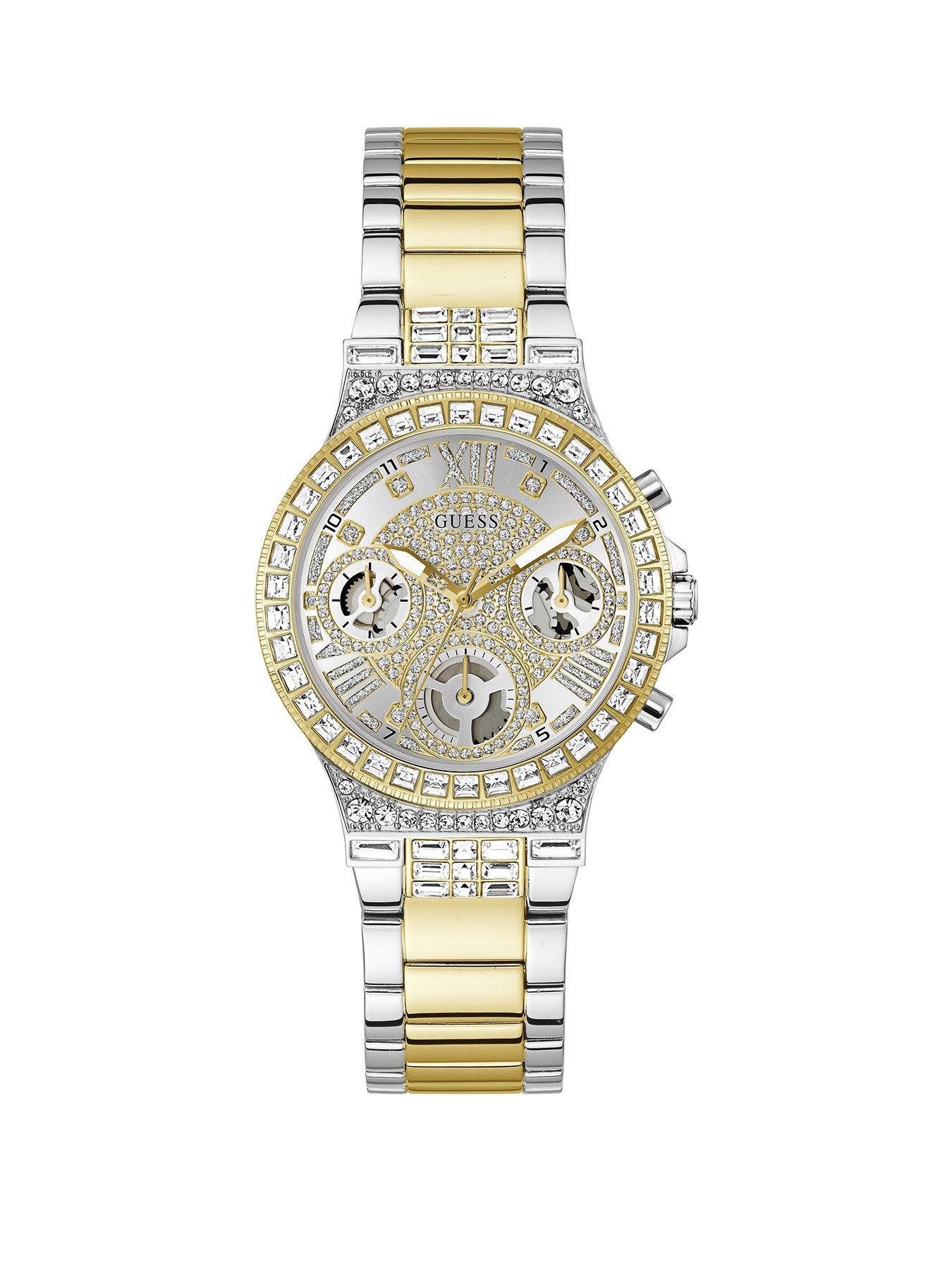 undefined two tone Ladies watch with silver glitz dial and two tone bracelet