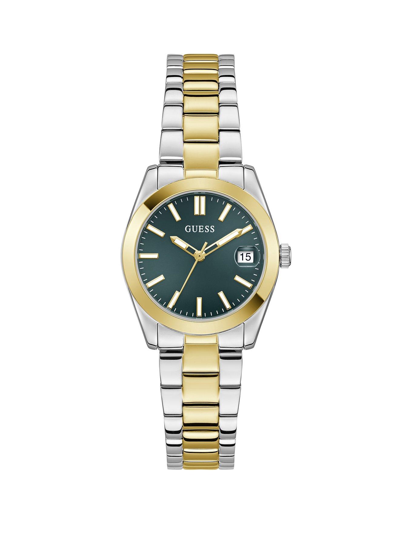 undefined two tone Ladies watch with green dial and two tone bracelet