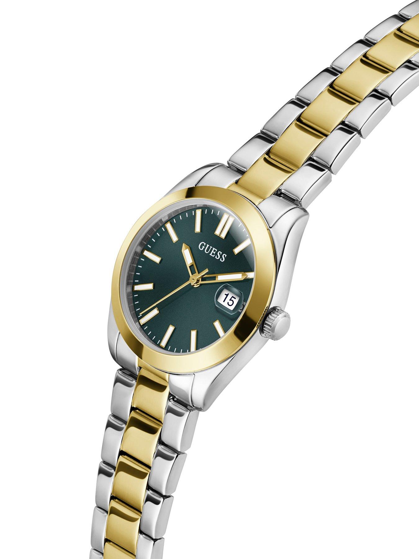 Image 4 of 5 of Guess two tone Ladies watch with green dial and two tone bracelet