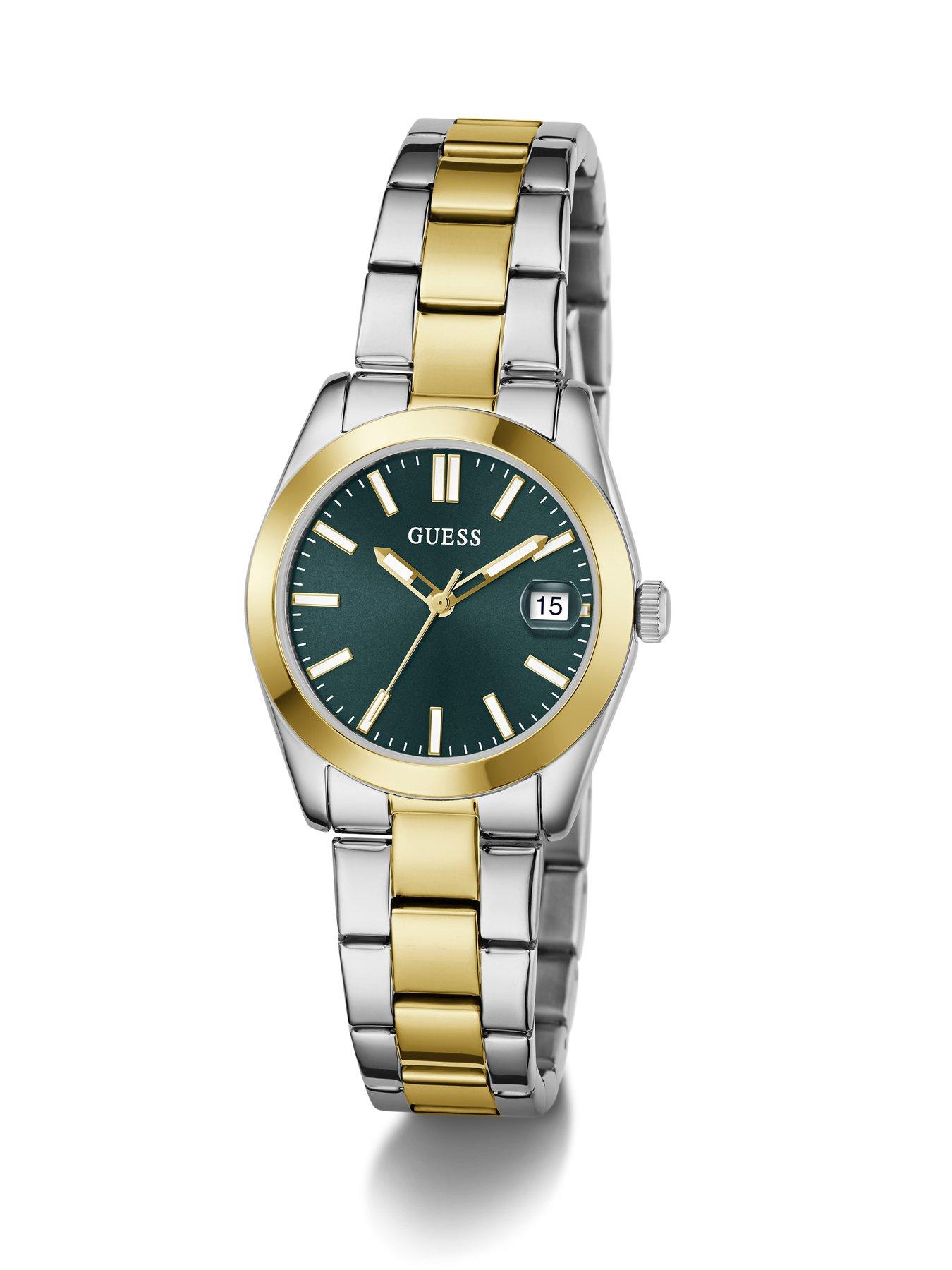 Image 5 of 5 of Guess two tone Ladies watch with green dial and two tone bracelet