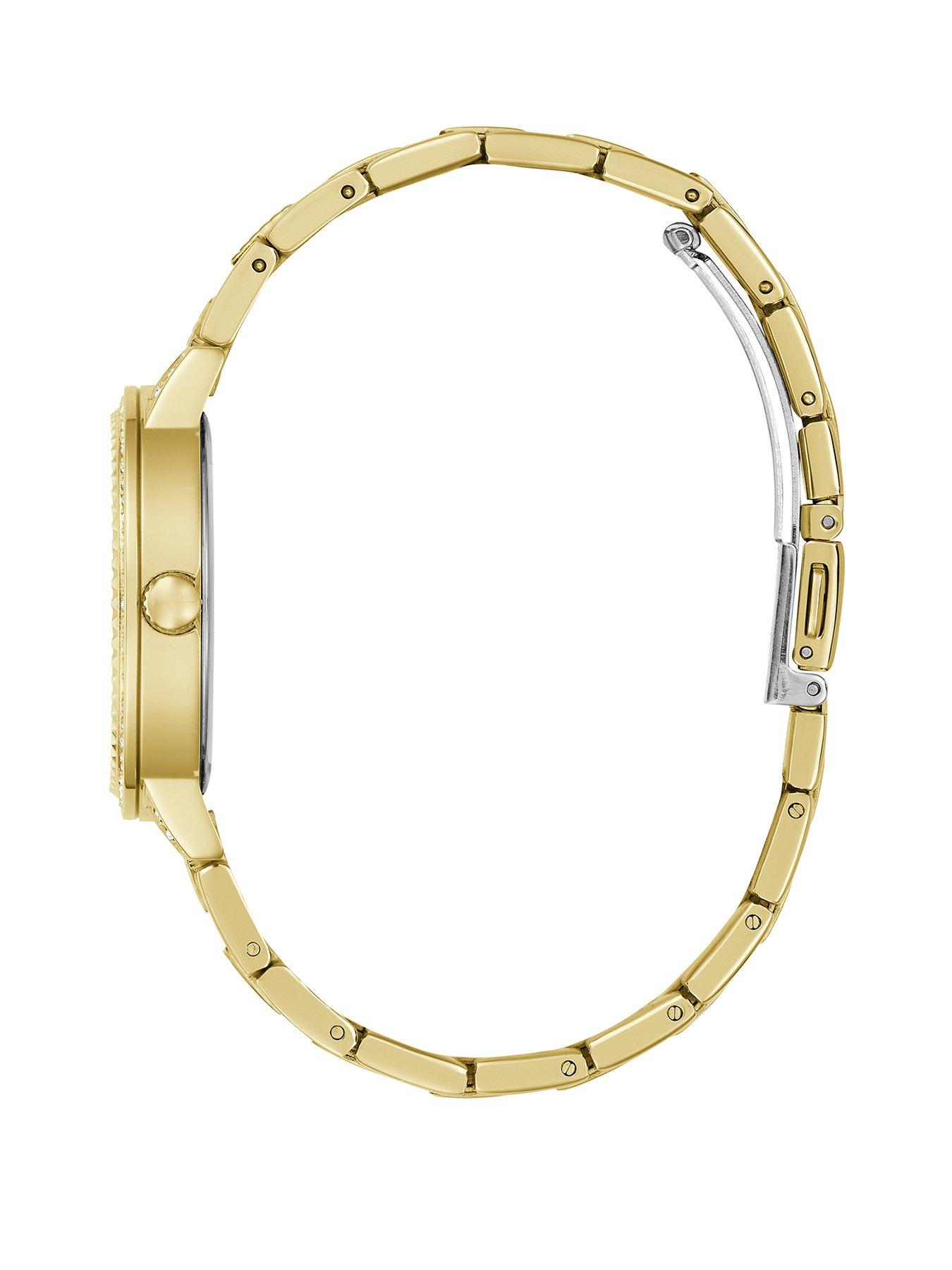 Image 2 of 5 of Guess gold one Ladies watch with champagne glitz logo dial and gold tone bracelet