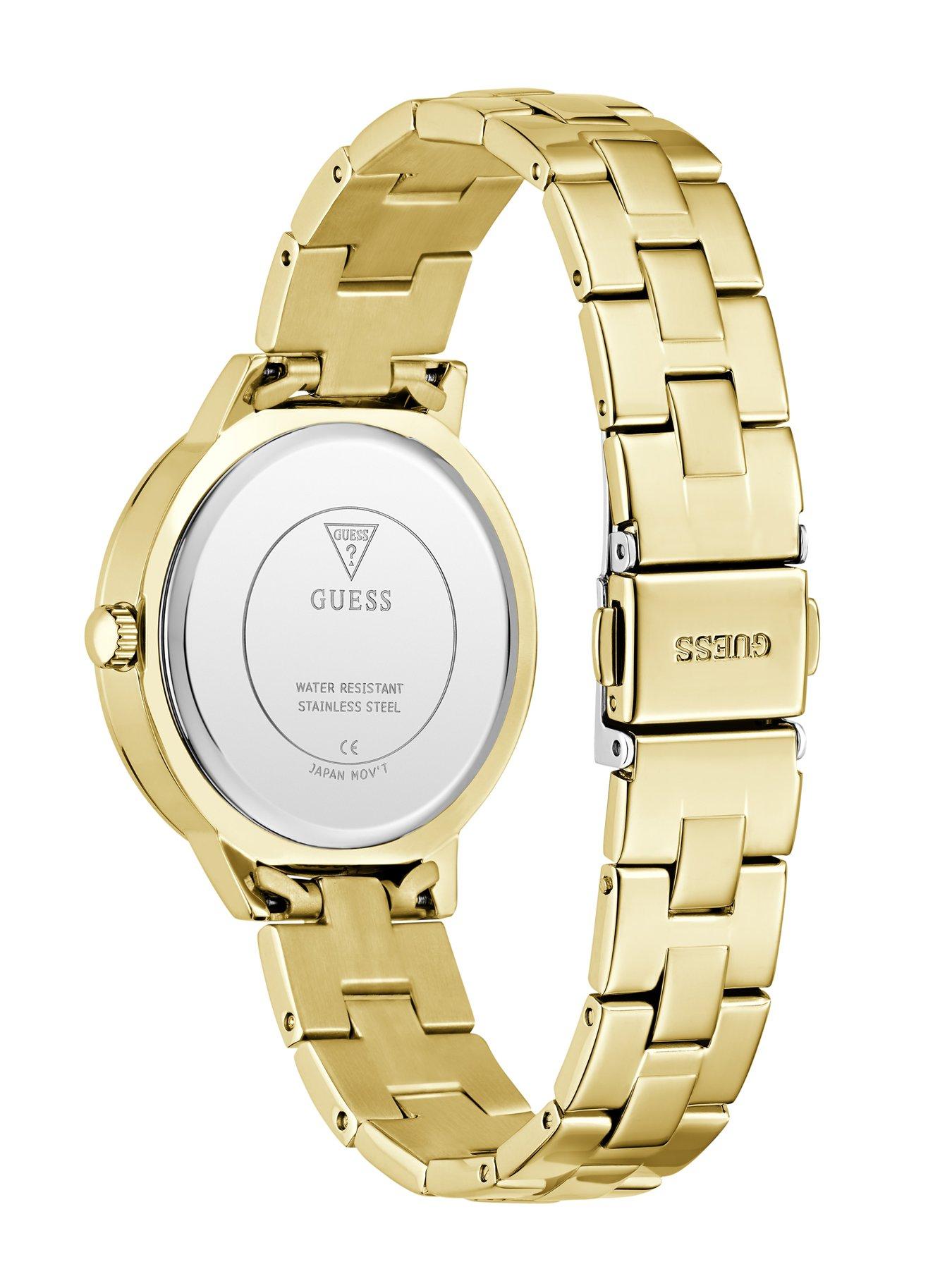 Image 3 of 5 of Guess gold one Ladies watch with champagne glitz logo dial and gold tone bracelet