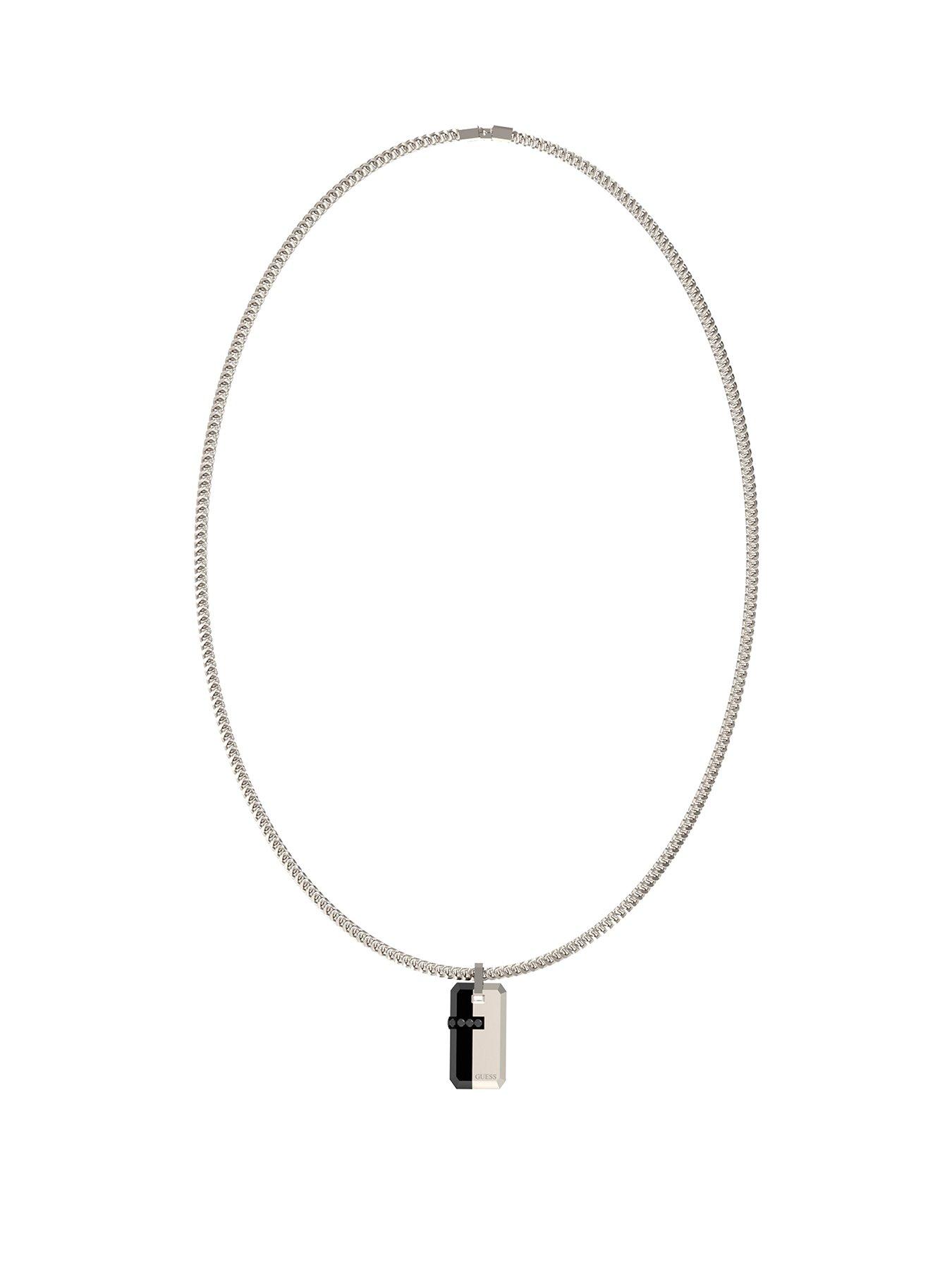 undefined Eclipse Plate Necklace Steel Crystal Black Round - Multi