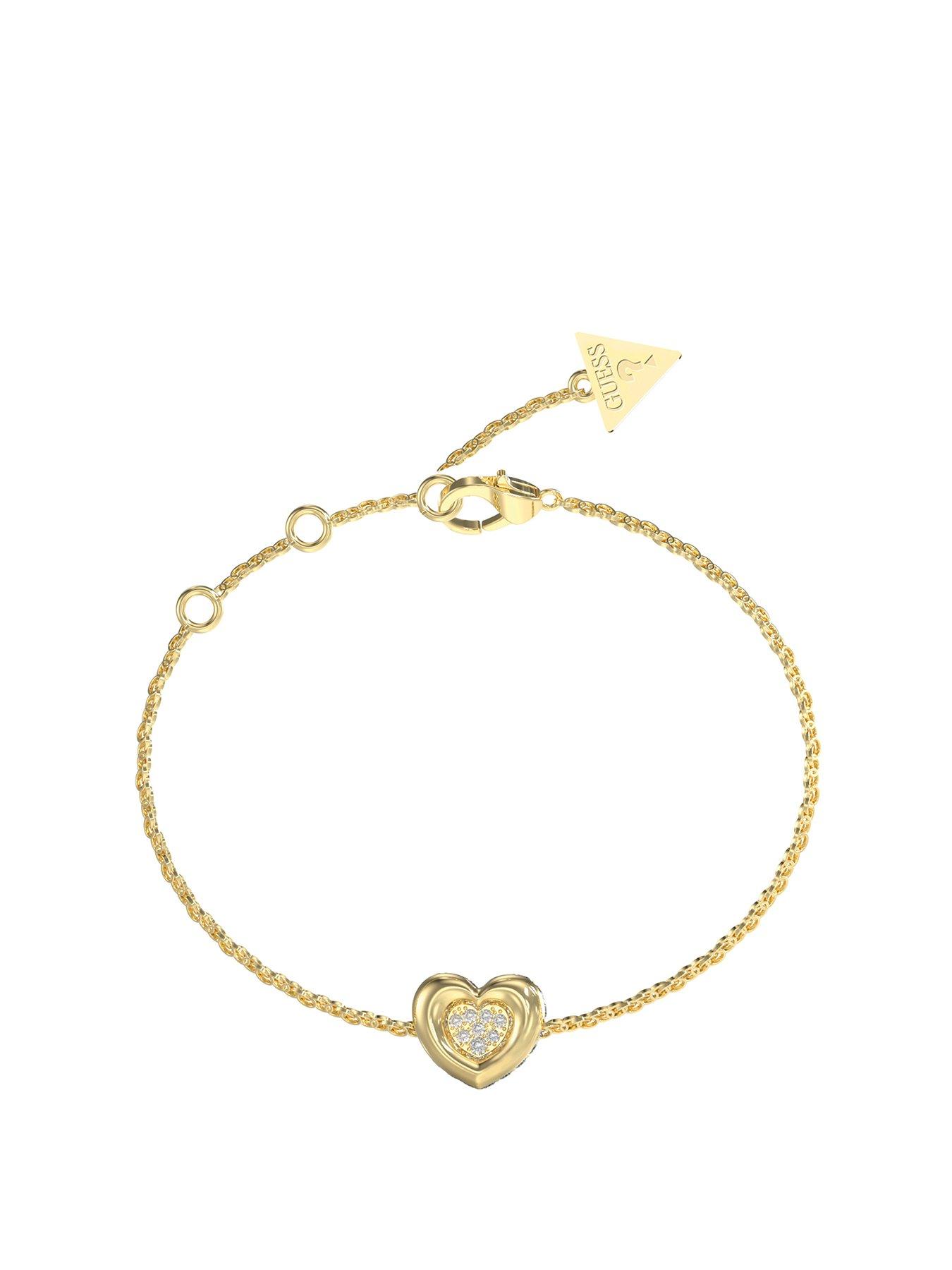 Image 1 of 1 of Guess 12Mm Heart Pave Bracelet Steel Crystal White Round - Multi