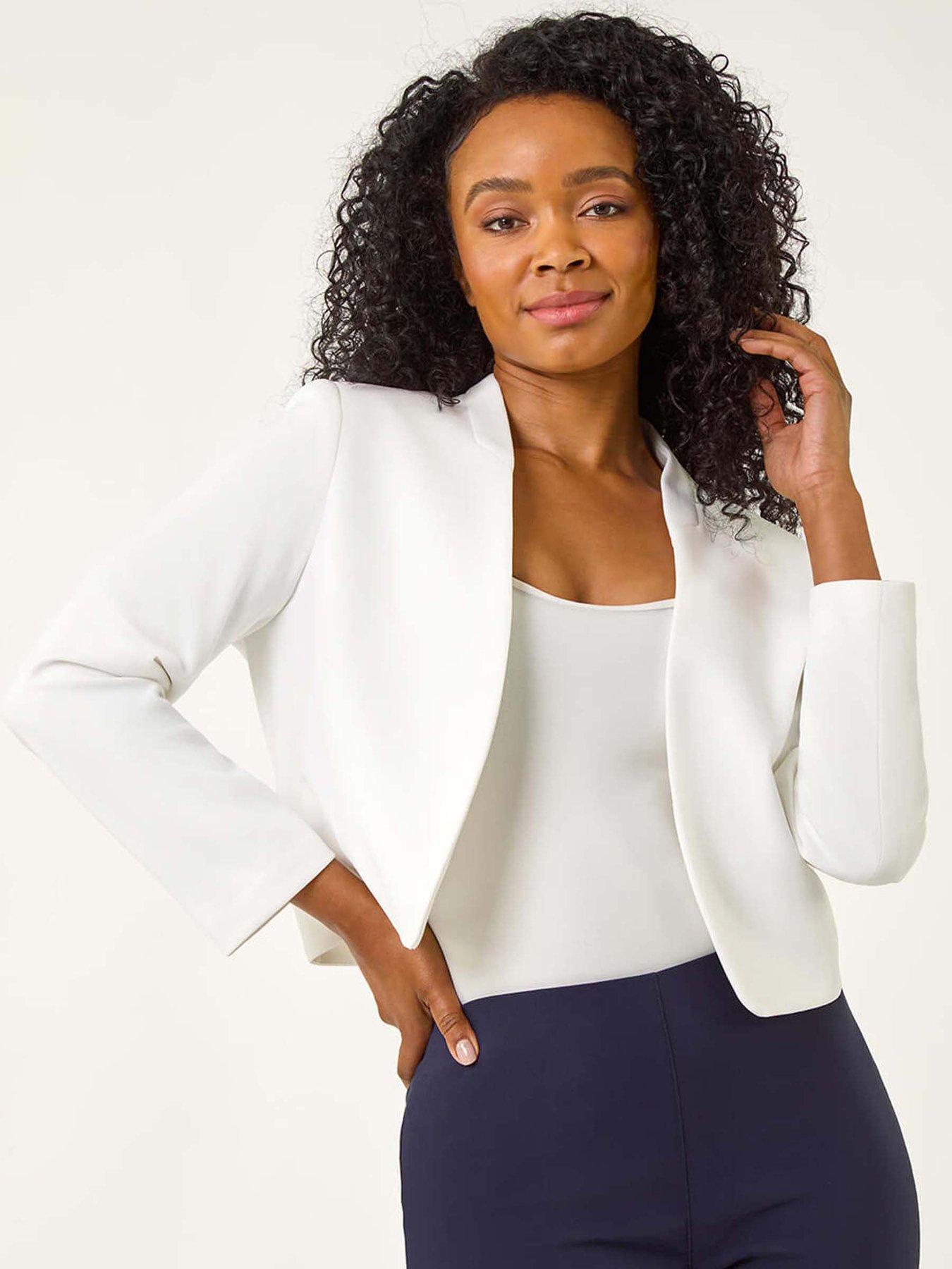  image of roman-petite-stretch-bolero-jacket-ivory