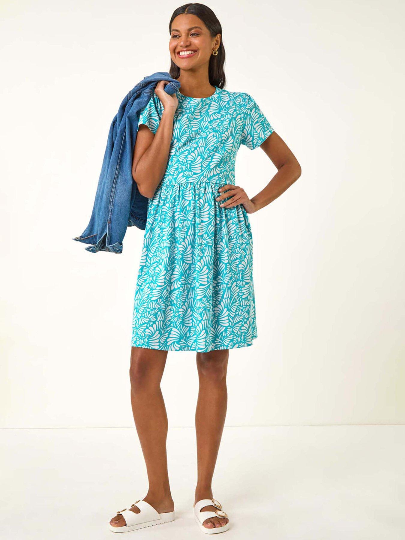  image of roman-abstract-print-jersey-dress-aqua