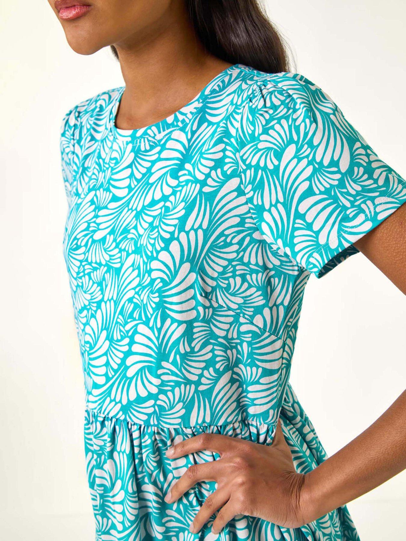  image of roman-abstract-print-jersey-dress-aqua