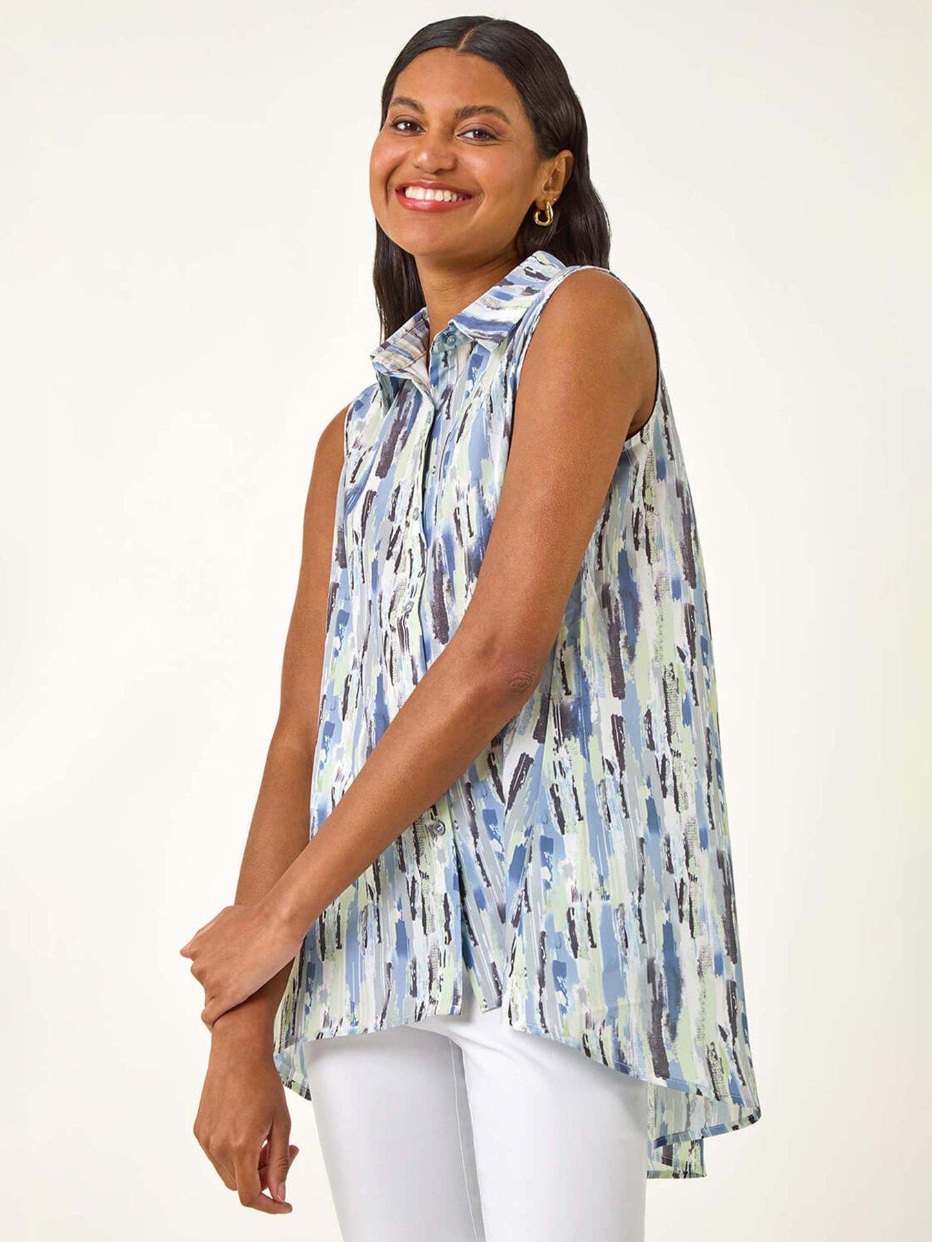 undefined Abstract Print Button Shirt - Grey