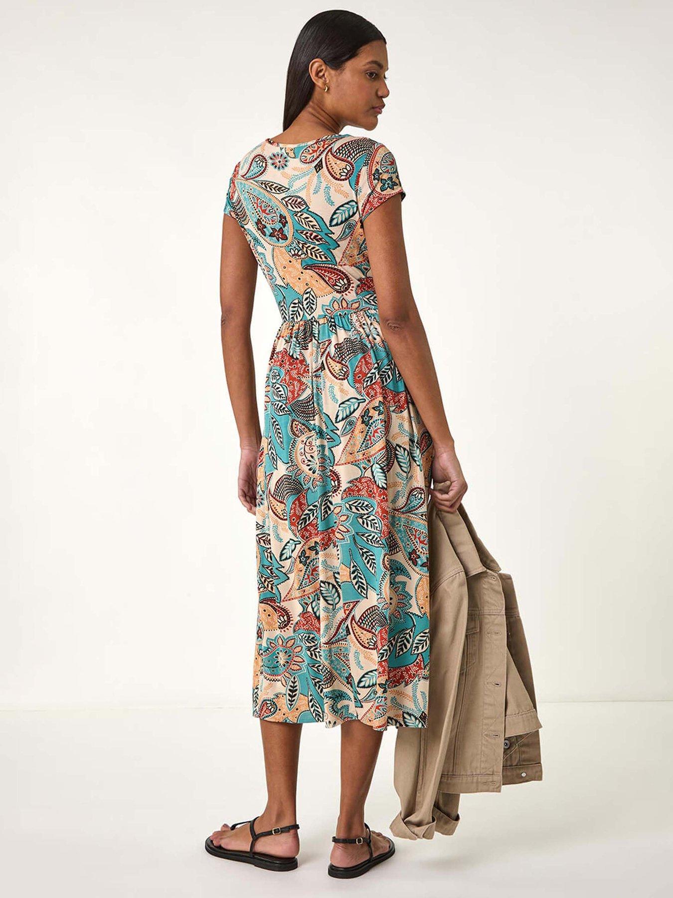  image of roman-paisley-print-short-sleeve-midi-dress-light-blue