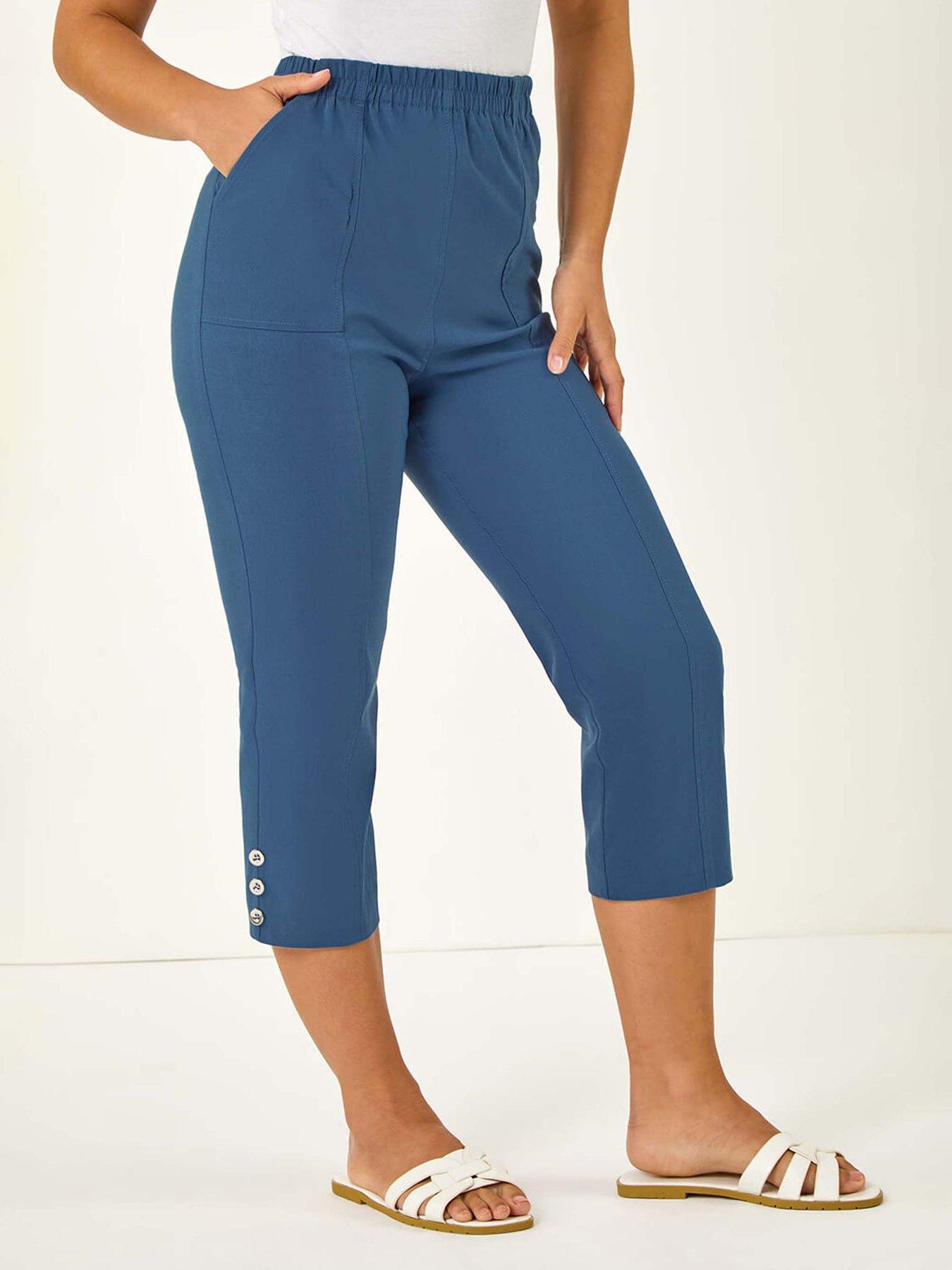 Image 1 of 5 of Roman Petite Bengaline Cropped Stretch Trouser - Denim