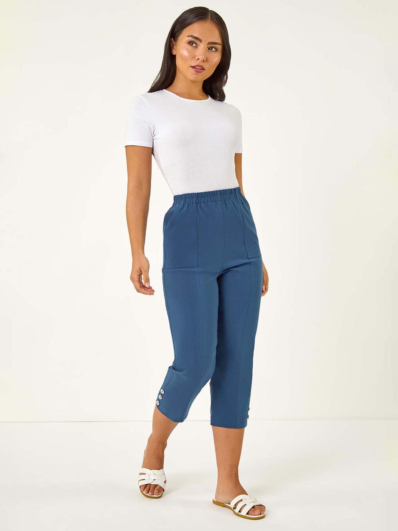 Image 4 of 5 of Roman Petite Bengaline Cropped Stretch Trouser - Denim