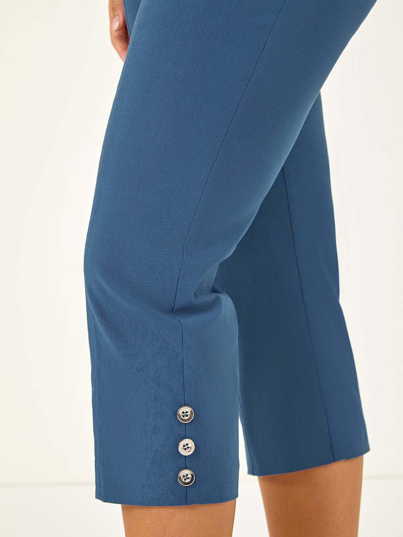 Image 5 of 5 of Roman Petite Bengaline Cropped Stretch Trouser - Denim